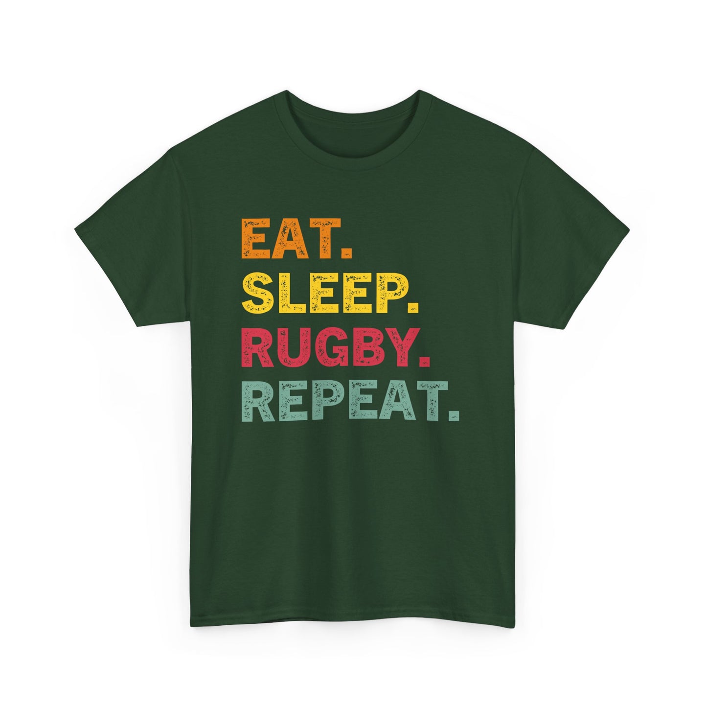 Rugby T-Shirt – "Eat. Sleep. Rugby. Repeat." Graphic Tee for Players & Fans