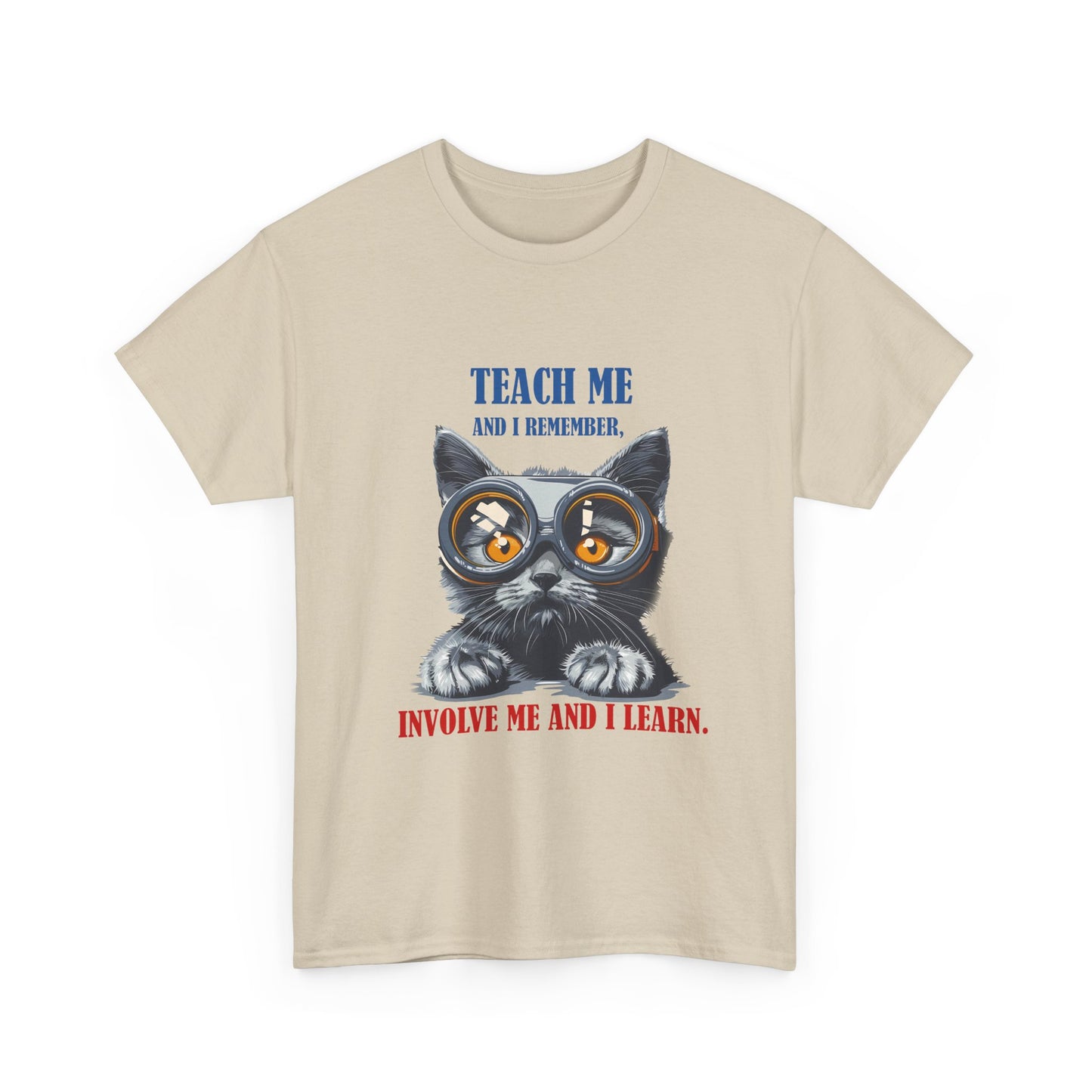 Cat Teacher T‑Shirt — “Teach Me and I Remember, Involve Me and I Learn” Educational Cat Tee