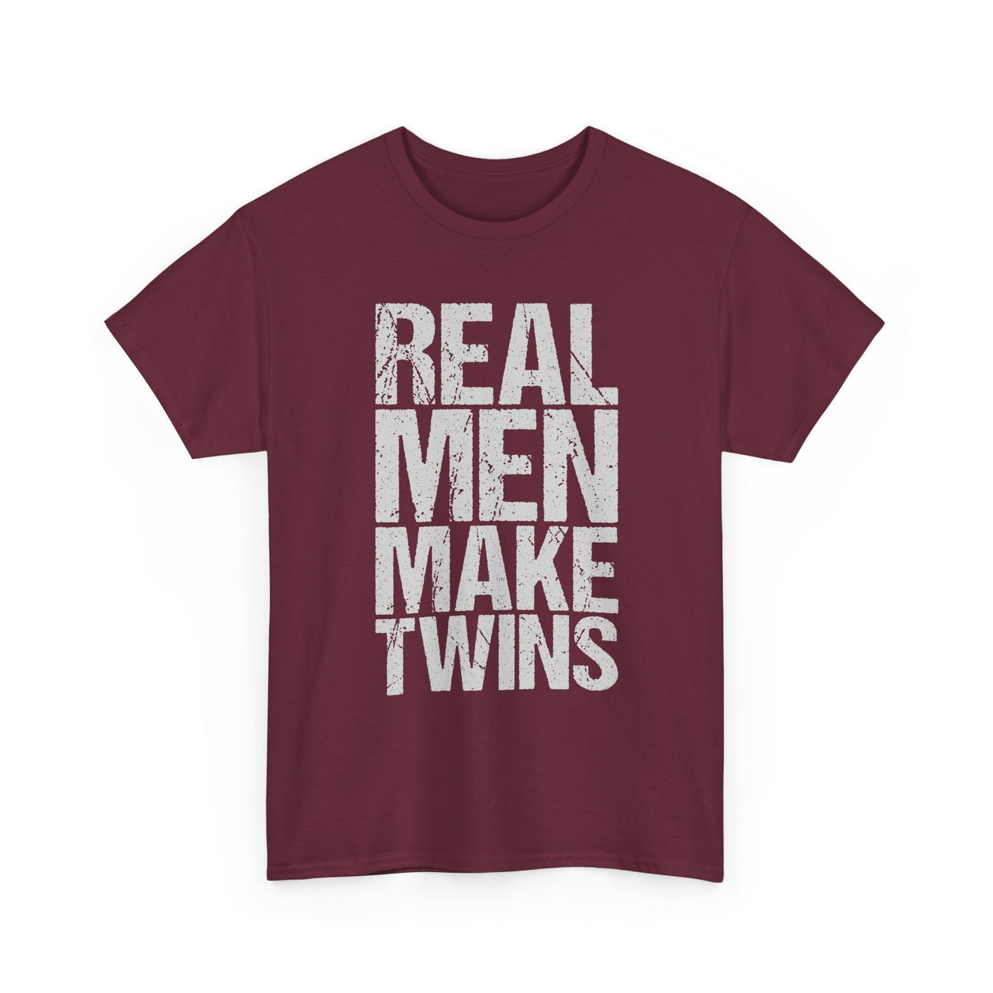 T-Shirt — "Real Men Make Twins" Graphic Tee, Fatherhood Announcement Gift