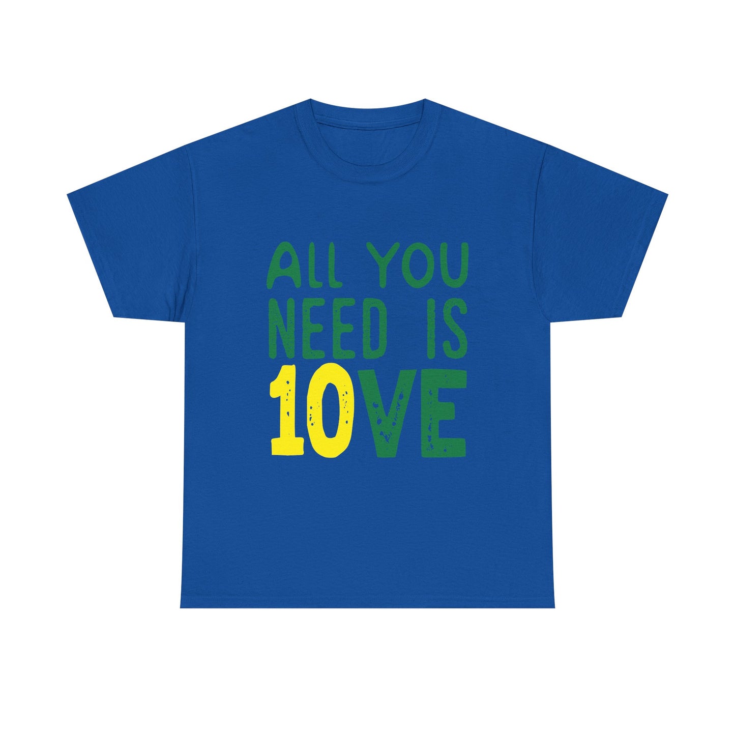 T-Shirt — "All You Need Is 10VE" Retro Green & Yellow Love Tee