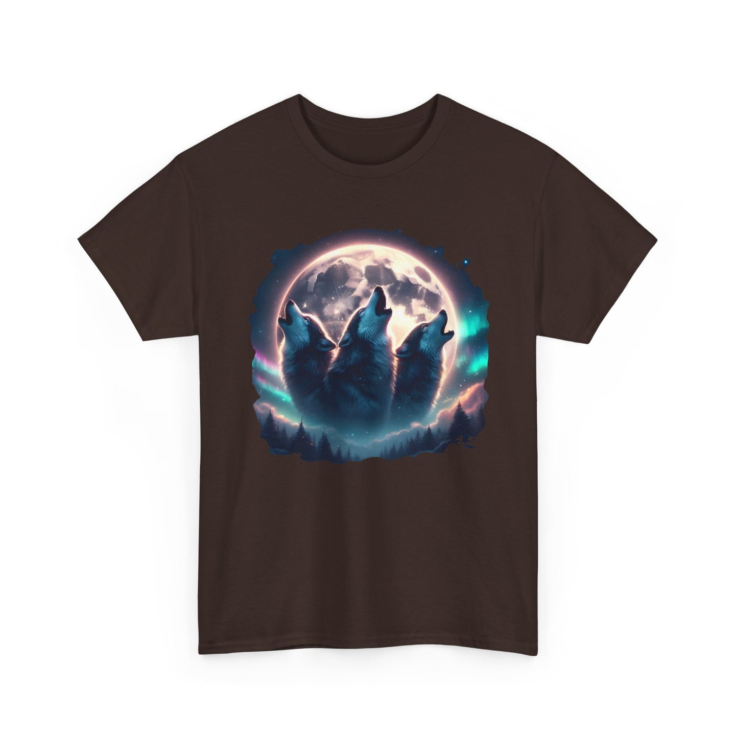 Wolf Moon T-Shirt — Howling Wolves Silhouette at Full Moon Graphic Tee