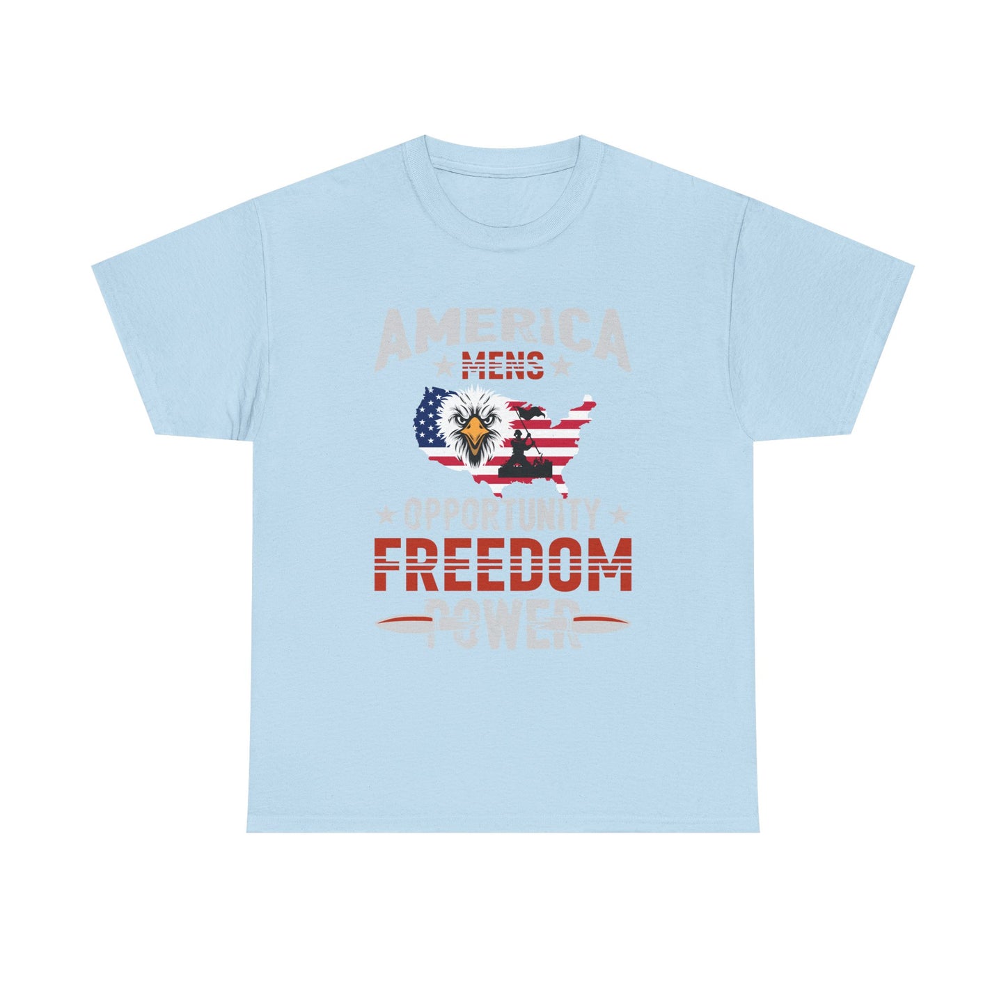Freedom Power Patriotic T‑Shirt — America Opportunity & Veterans Flag Design