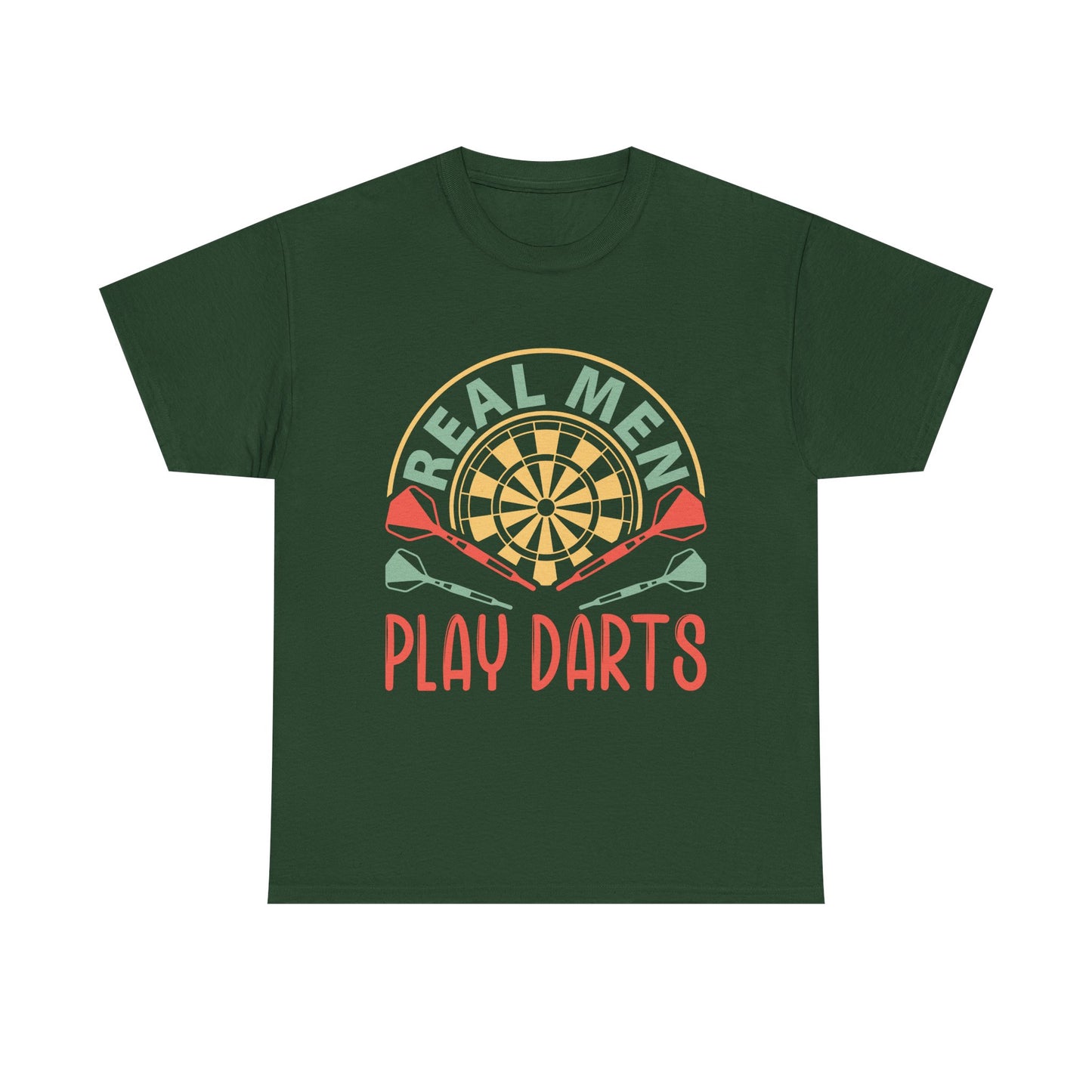 Darts T-Shirt — “Real Men Play Darts” Retro Dartboard Tee
