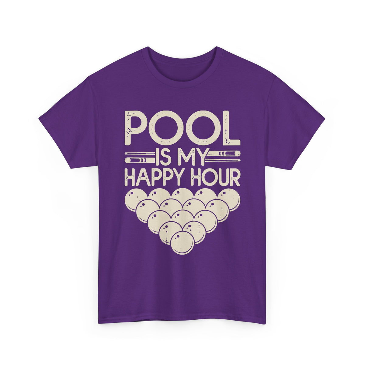 Pool Is My Happy Hour T-Shirt — Billiards Cue & Ball Graphic Tee