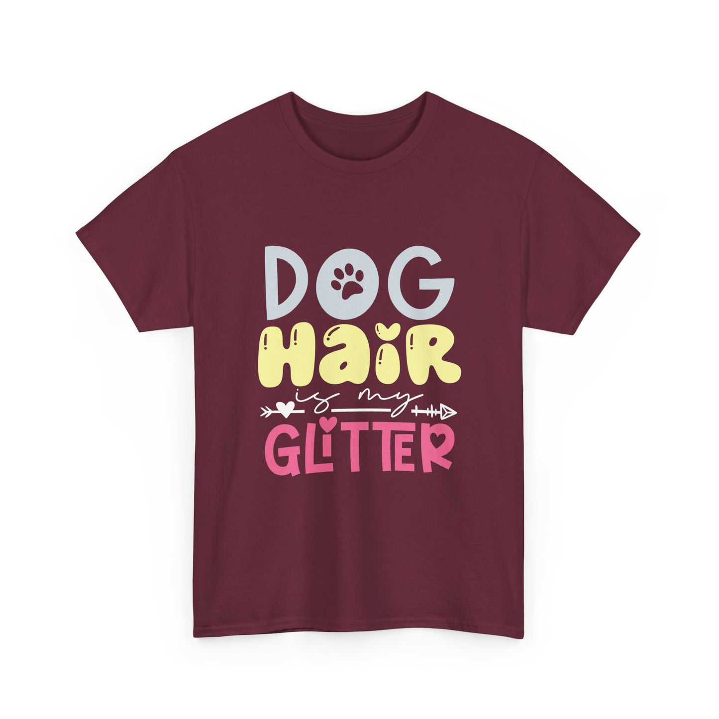 Dog Hair Glitter T-Shirt — Cute Paw Print Pet Lover Tee