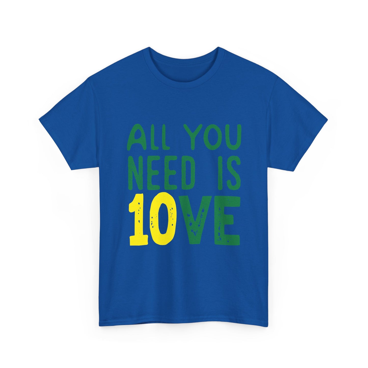 T-Shirt — "All You Need Is 10VE" Retro Green & Yellow Love Tee