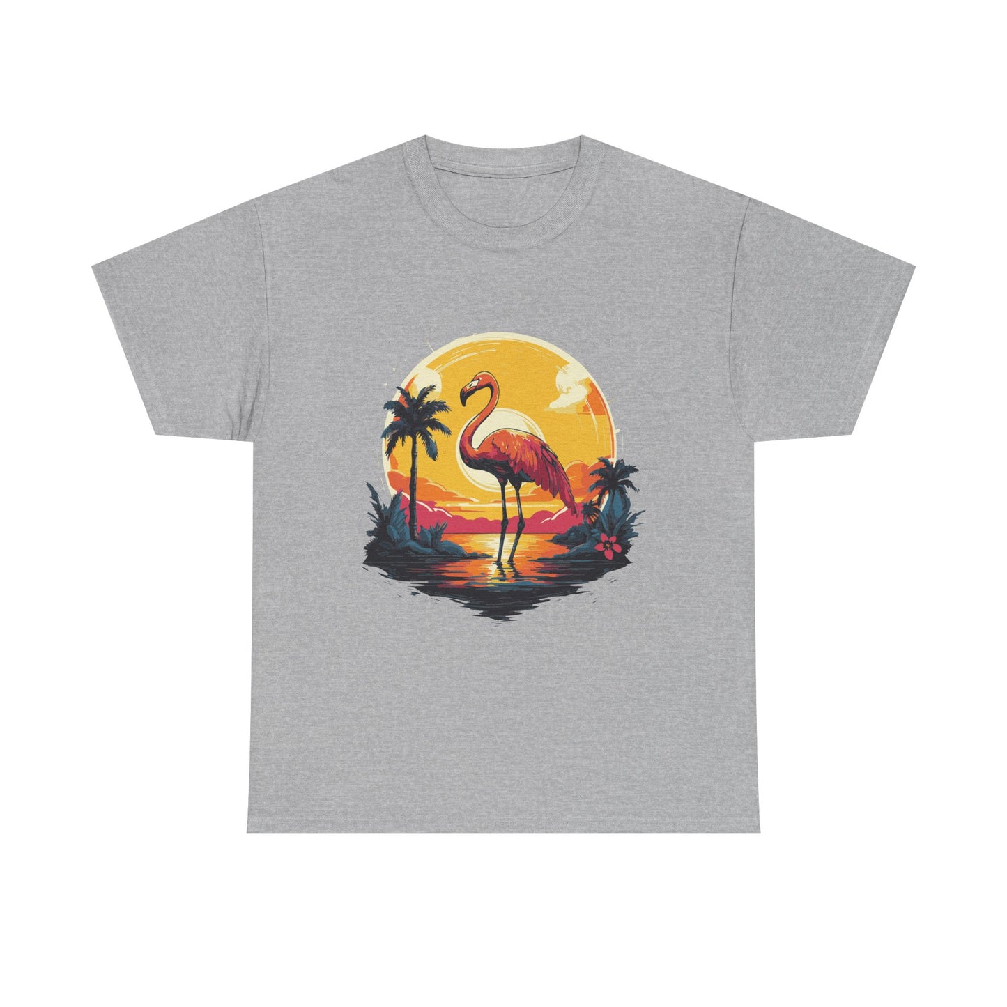 Flamingo Sunset Tee — Tropical Beach Vintage Graphic T-Shirt