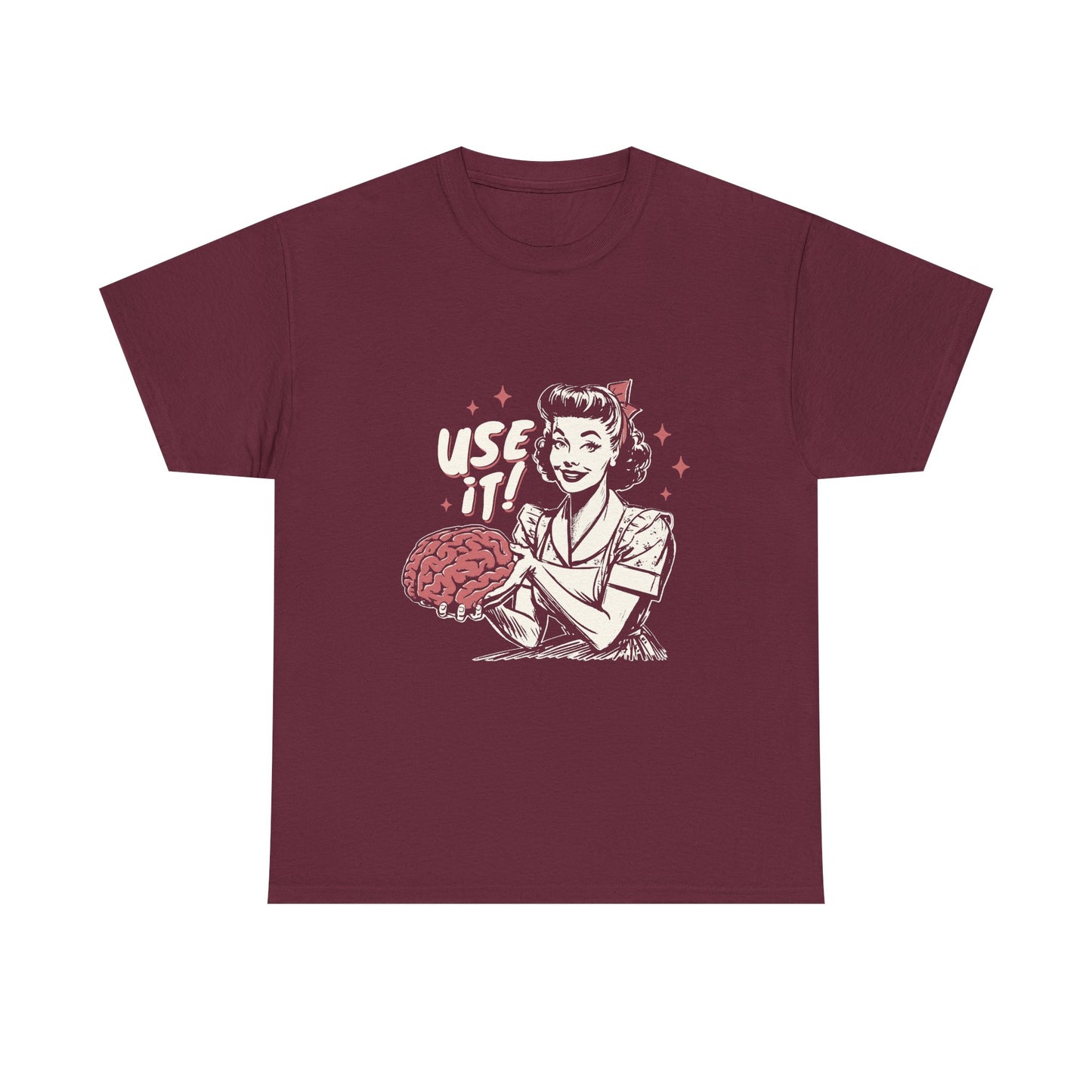 Use It! Retro Nurse Holding Brain Vintage Graphic Tee