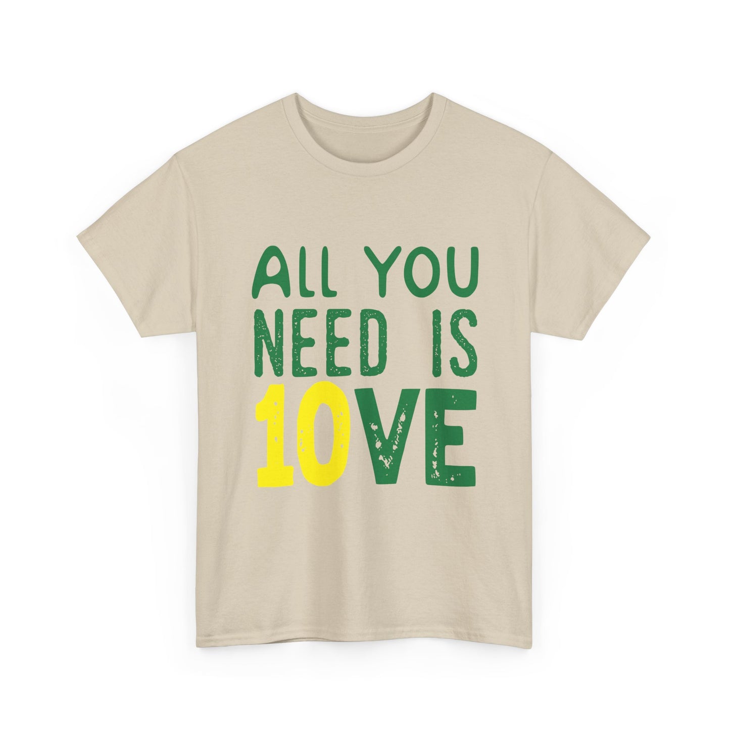 T-Shirt — "All You Need Is 10VE" Retro Green & Yellow Love Tee