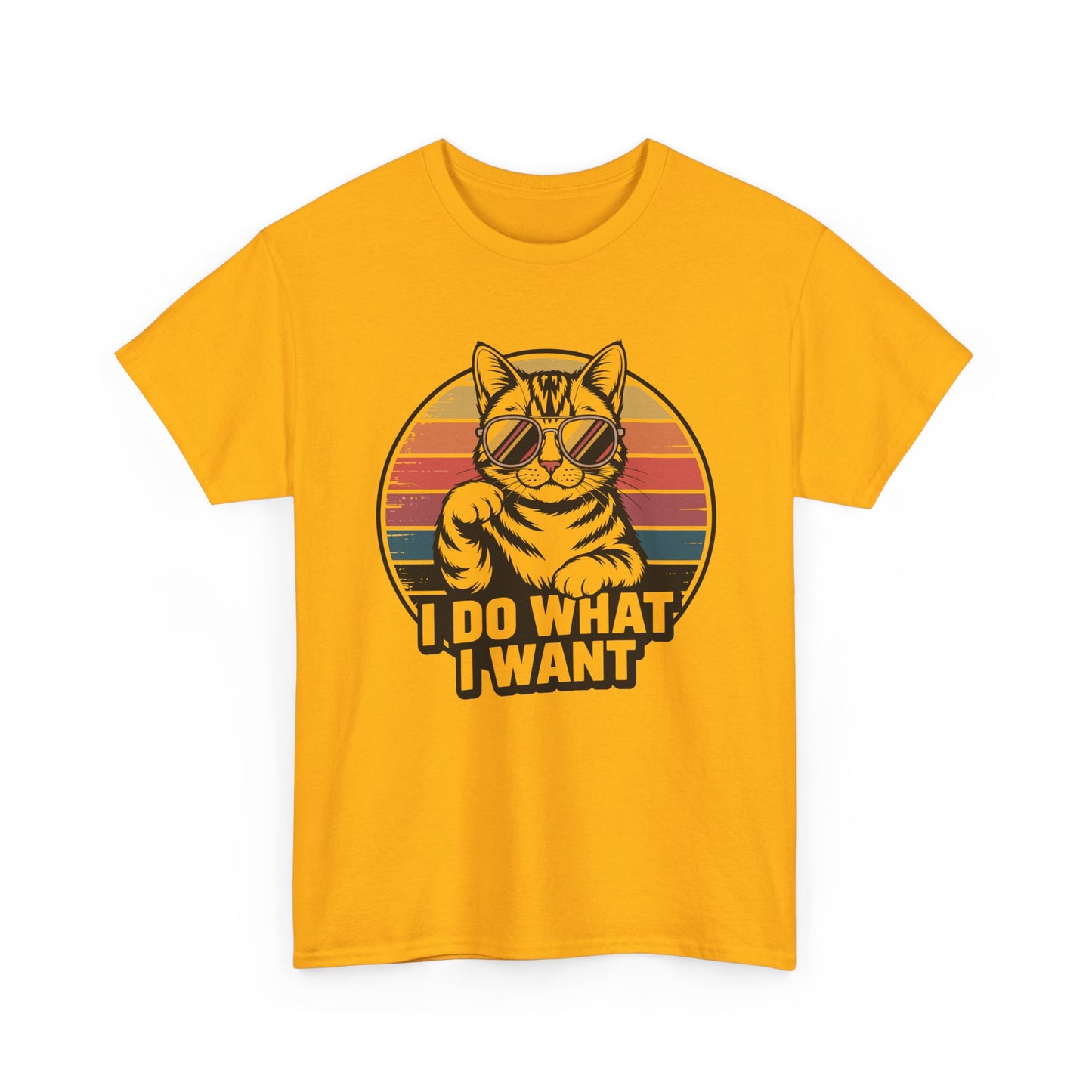 I Do What I Want Cat T-Shirt — Retro Sunglasses Vintage Stripe Graphic Tee