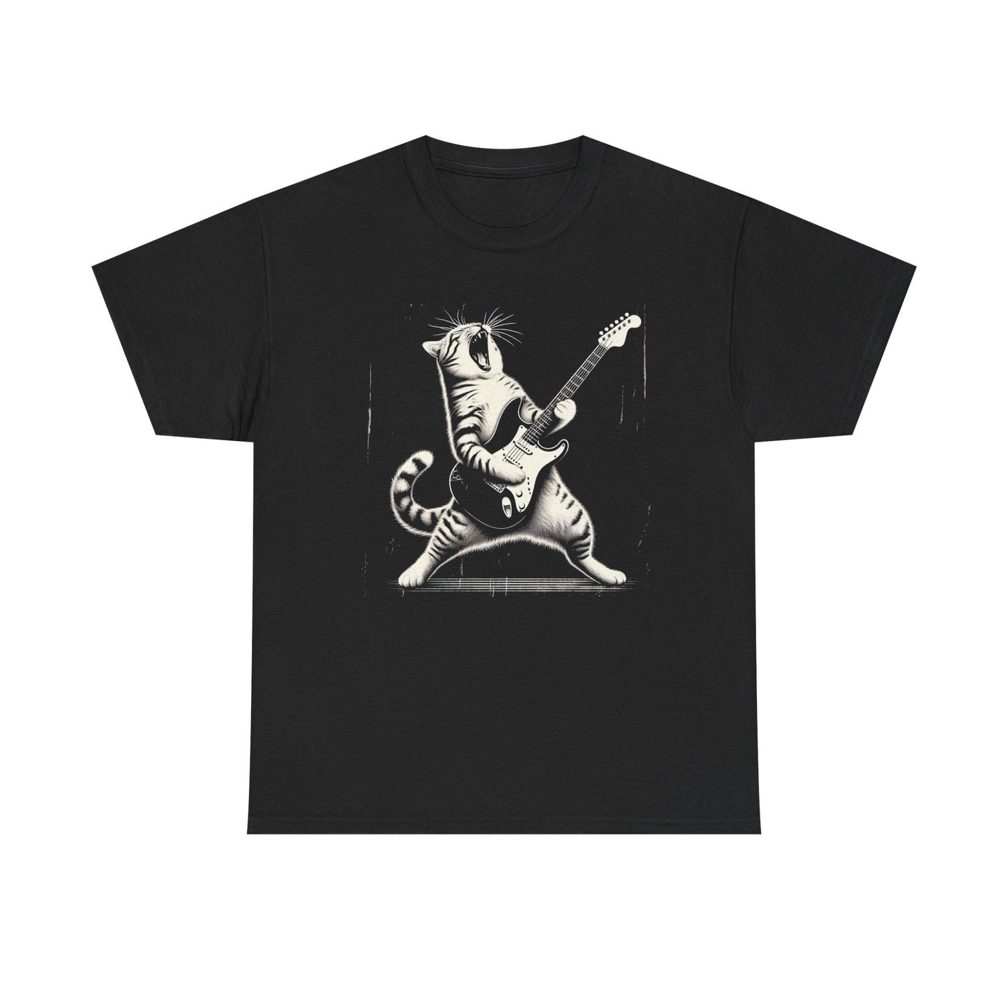 Cat Rocker T-Shirt — Guitar Playing Cat Vintage Band Tee