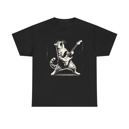 Cat Rocker T-Shirt — Guitar Playing Cat Vintage Band Tee
