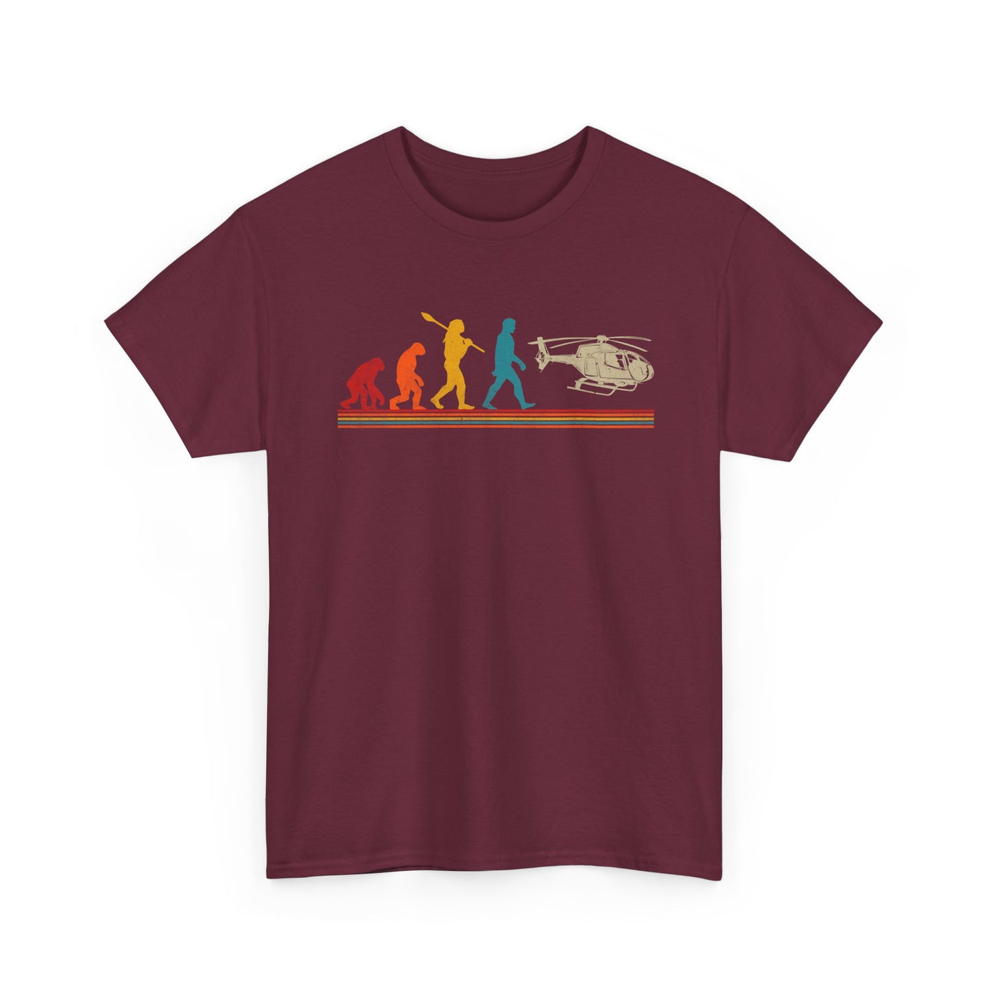 T-Shirt - Evolution of Man to Helicopter Vintage Graphic Tee