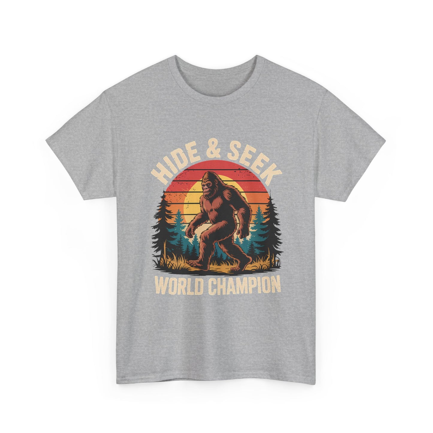 Hide & Seek World Champion T-Shirt — Funny Bigfoot Sasquatch Graphic Tee