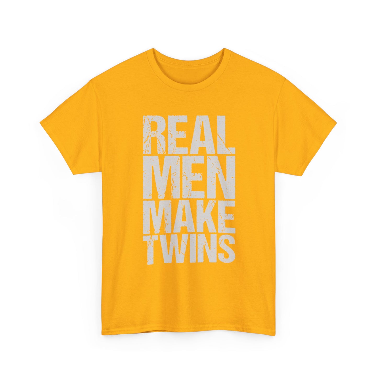 T-Shirt — "Real Men Make Twins" Graphic Tee, Fatherhood Announcement Gift