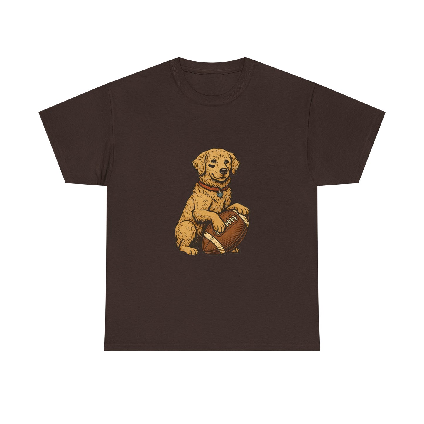 Golden Retriever Puppy Football Tee — Cute Dog with Football Graphic T-Shirt