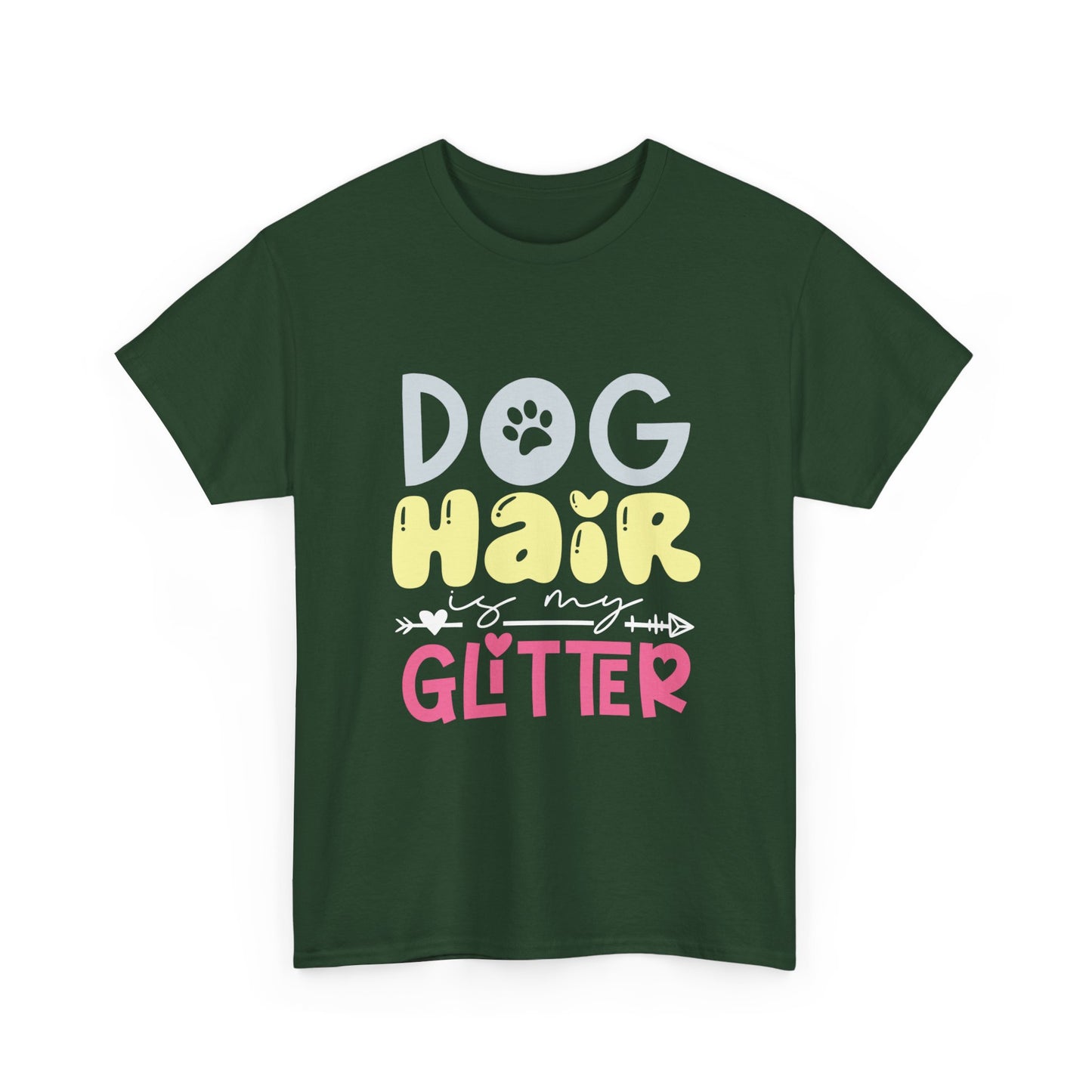Dog Hair Glitter T-Shirt — Cute Paw Print Pet Lover Tee