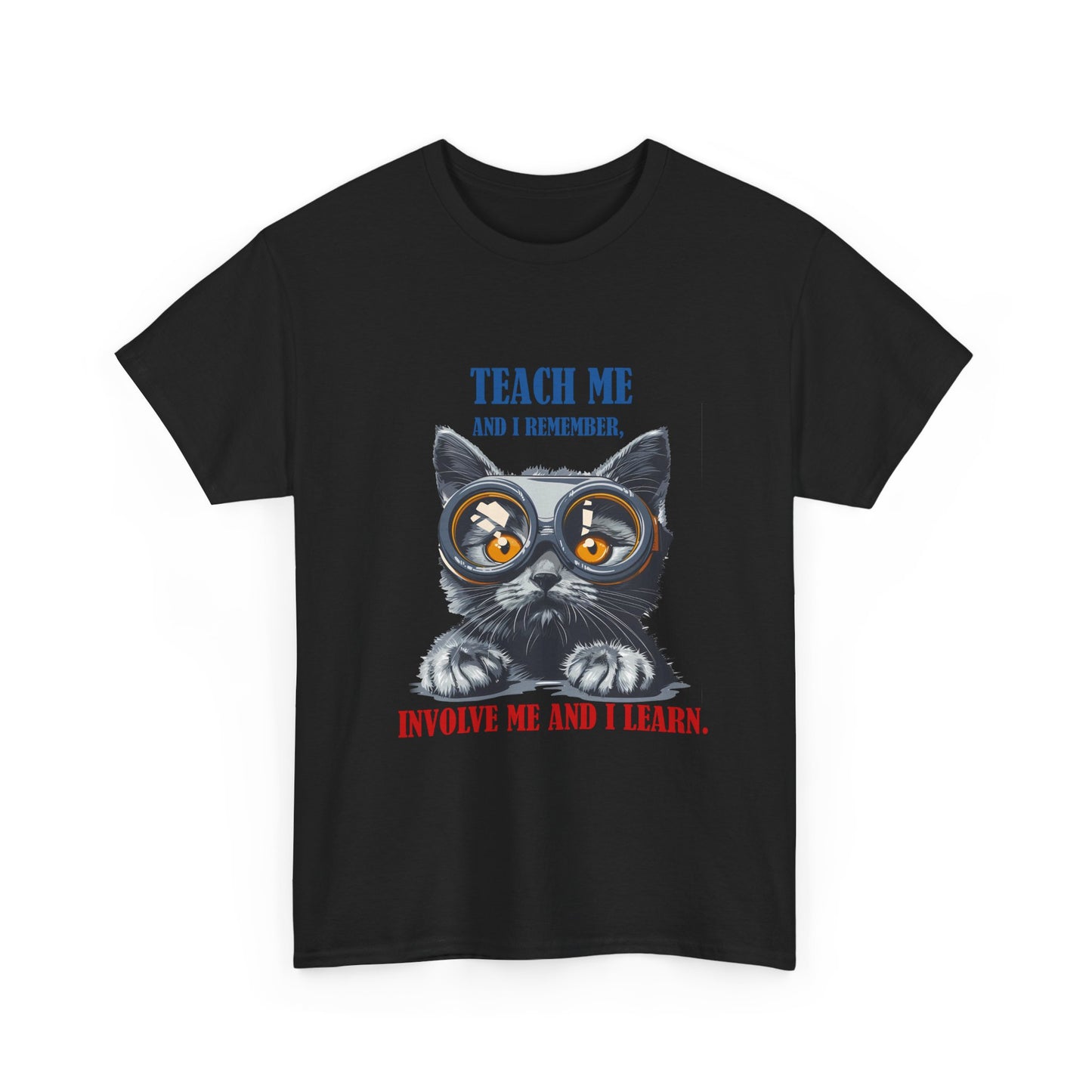 Cat Teacher T‑Shirt — “Teach Me and I Remember, Involve Me and I Learn” Educational Cat Tee