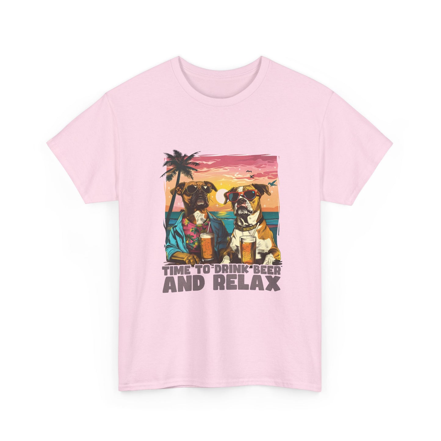Time to Drink Beer and Relax T-Shirt — Retro Beach Dogs Design
