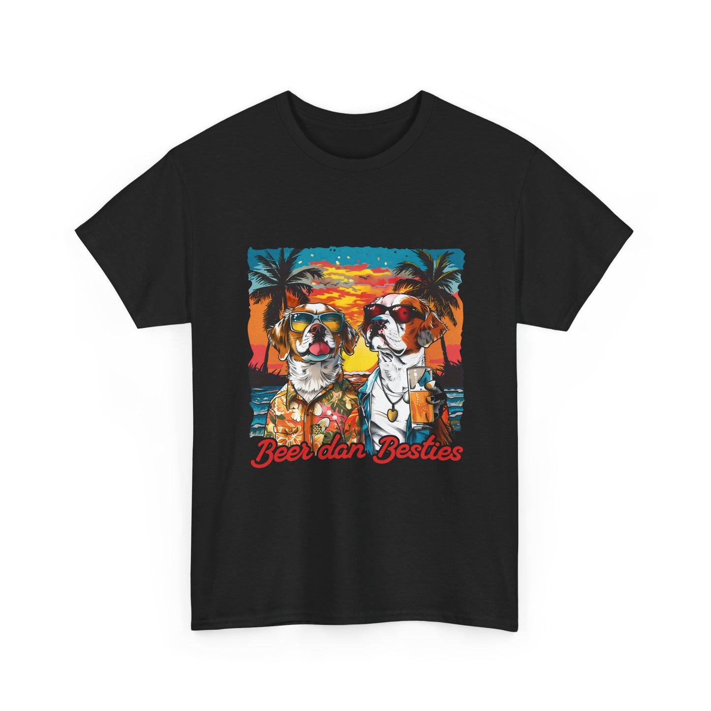 T-Shirt — 'Beer dan Besties' Retro Sunset Dogs Tee