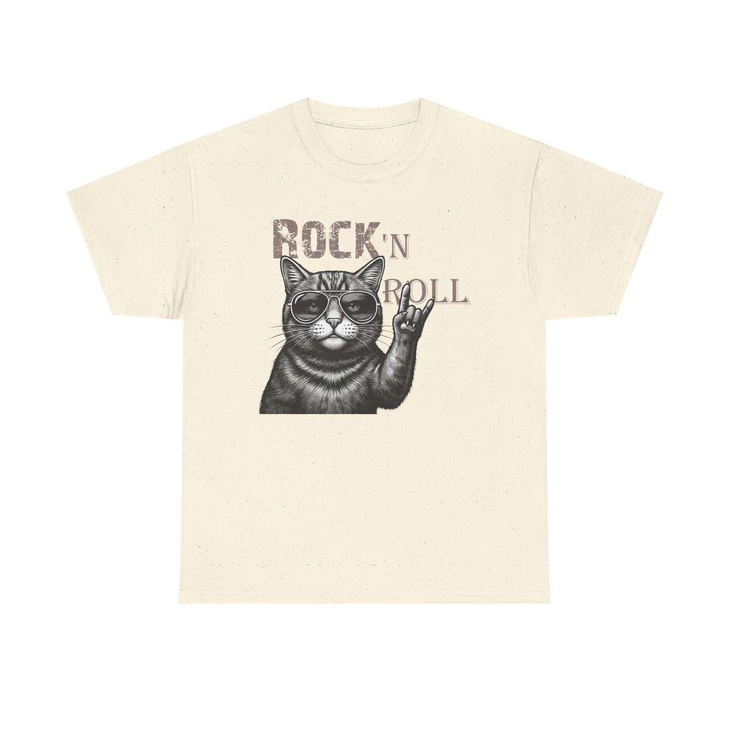 Rock 'N Roll Cat T-Shirt — Retro Cat Making Rock Hand Sign Tee