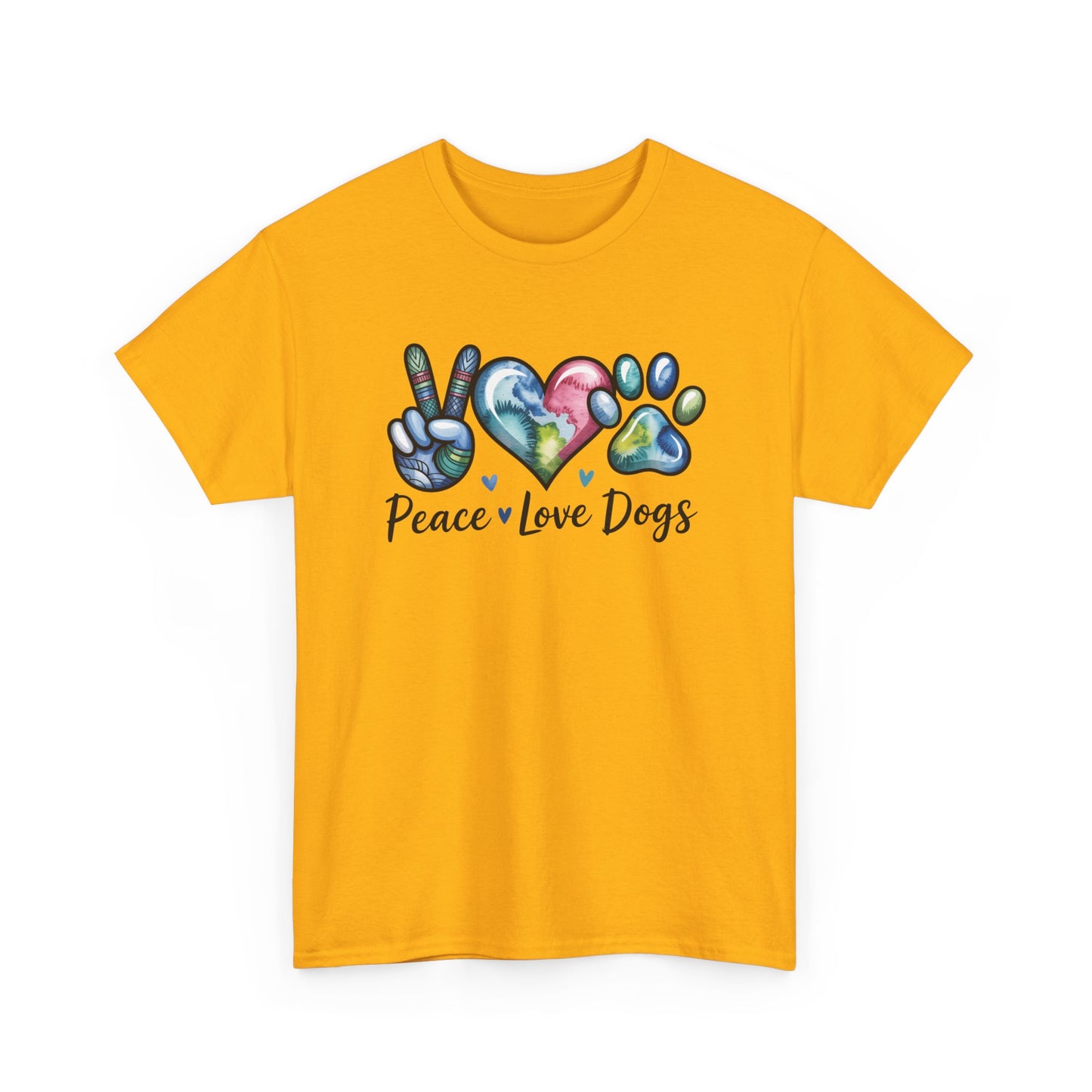 Peace Love Dogs T-Shirt — Cute Paw Print Graphic Tee for Dog Lovers