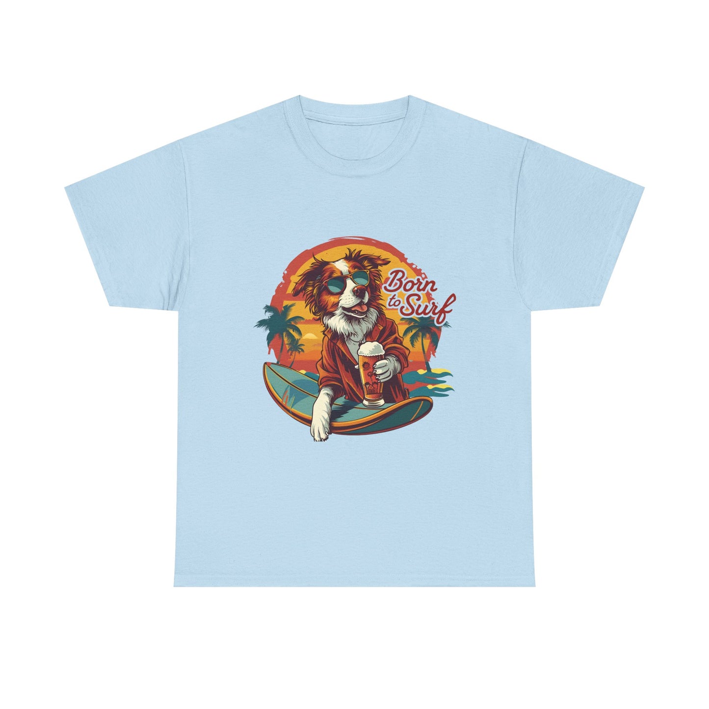 T-Shirt - "Born to Surf" Surfing Dog Graphic Tee