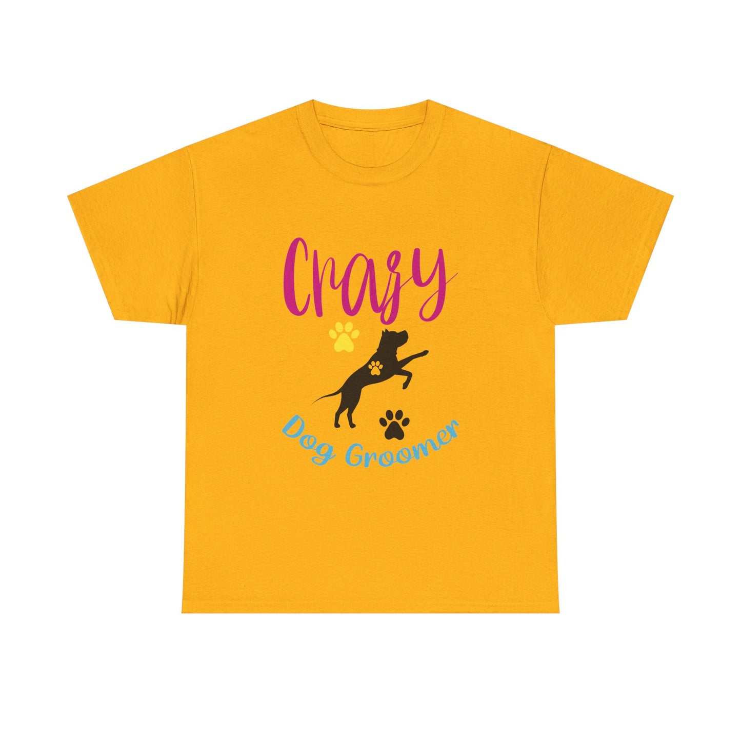 Crazy Dog Groomer T-Shirt — Funny Paw Print Grooming Tee for Pet Stylists