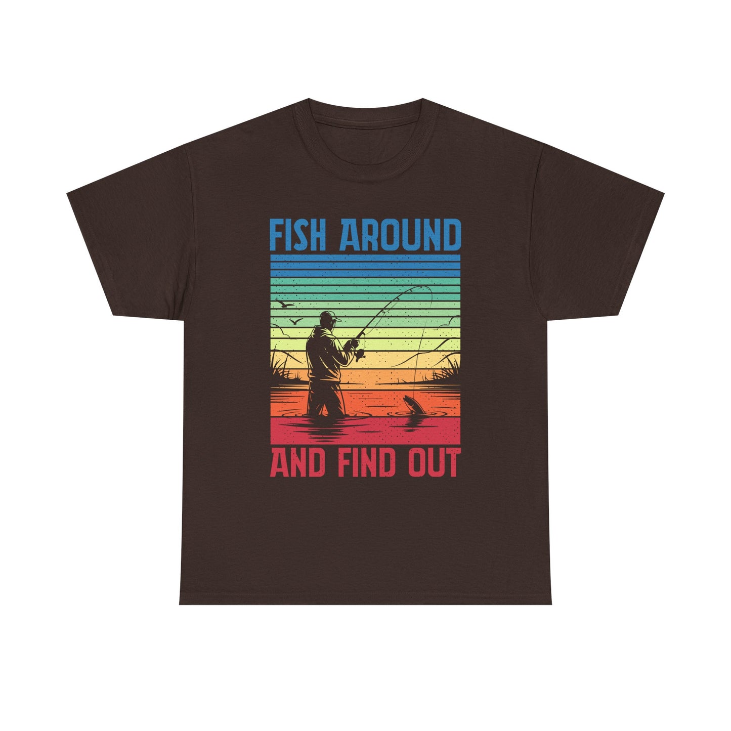 Fishing T-Shirt - "Fish Around and Find Out" Retro Sunset Angler Tee