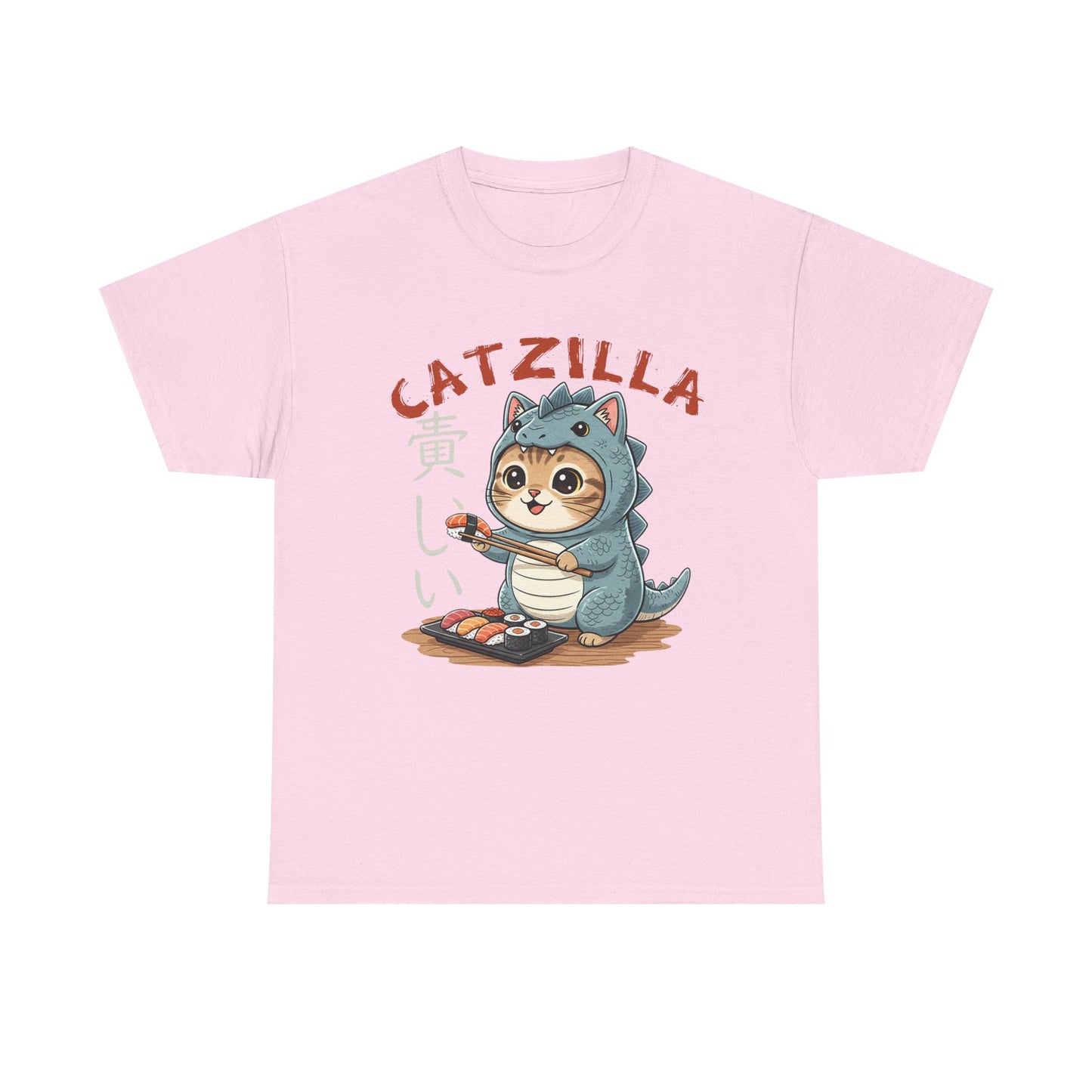 Catzilla T-Shirt — Cute Cat Dinosaur Costume Eating Sushi Graphic Tee