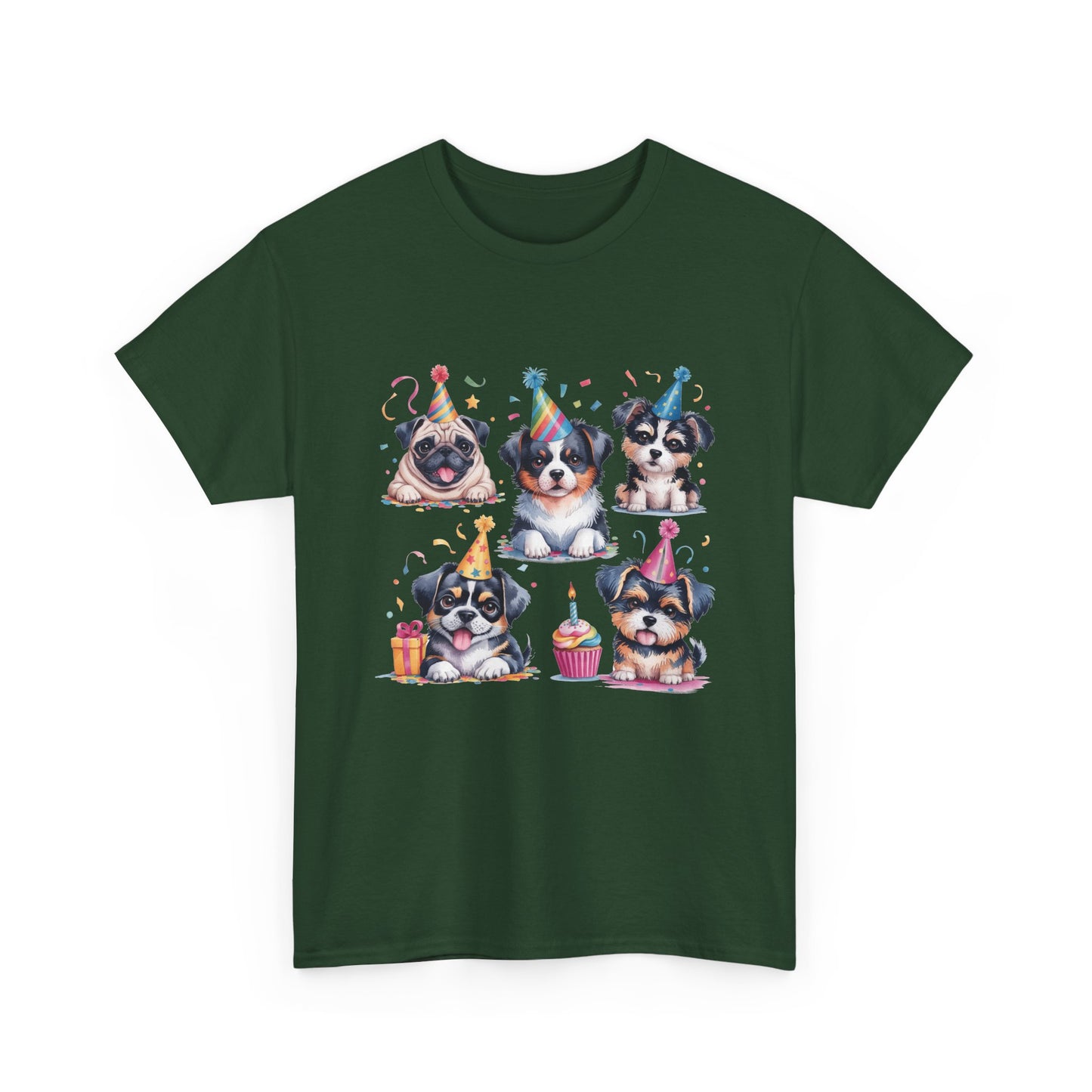 Birthday Puppies T‑Shirt — Cute Party Dogs with Cupcakes