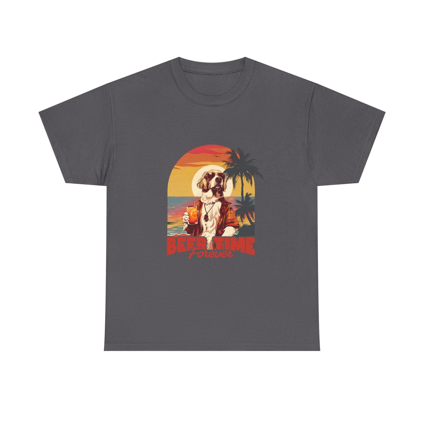 Beer Time Forever T-Shirt — Retro Beach Dog Vacation Tee