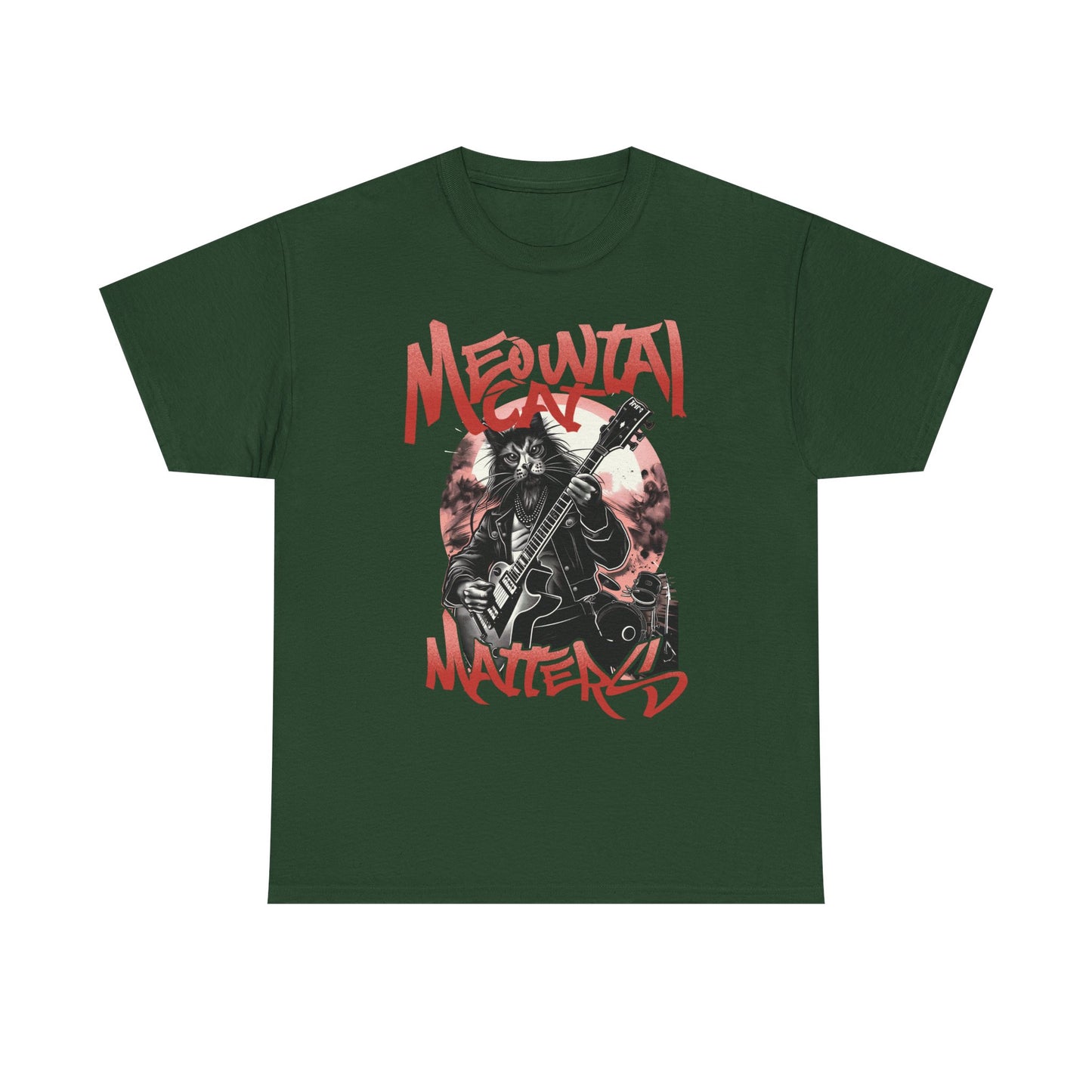 Cat Metal T-Shirt – “Meowtal Matters” Rock Guitar Cat Tee