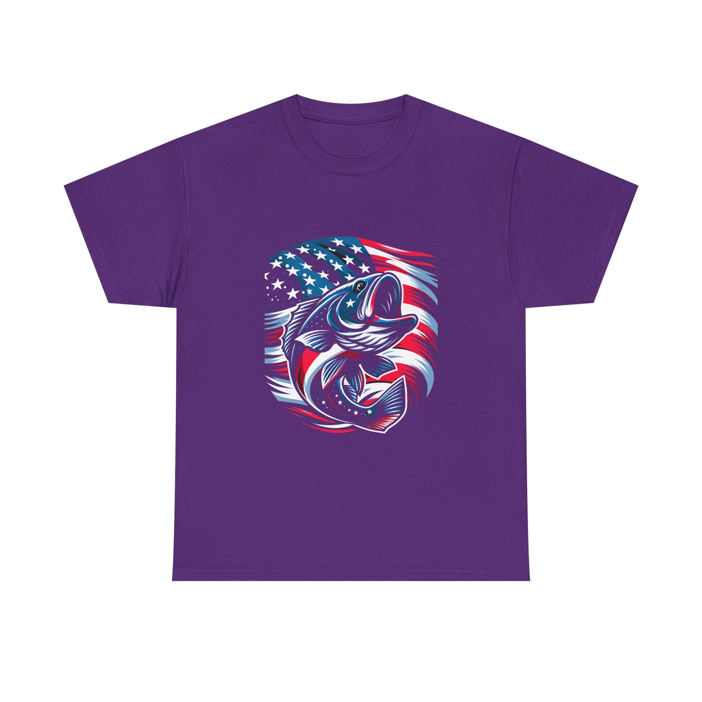 Fishing Bass T-Shirt with American Flag — Patriotic Angler Tee
