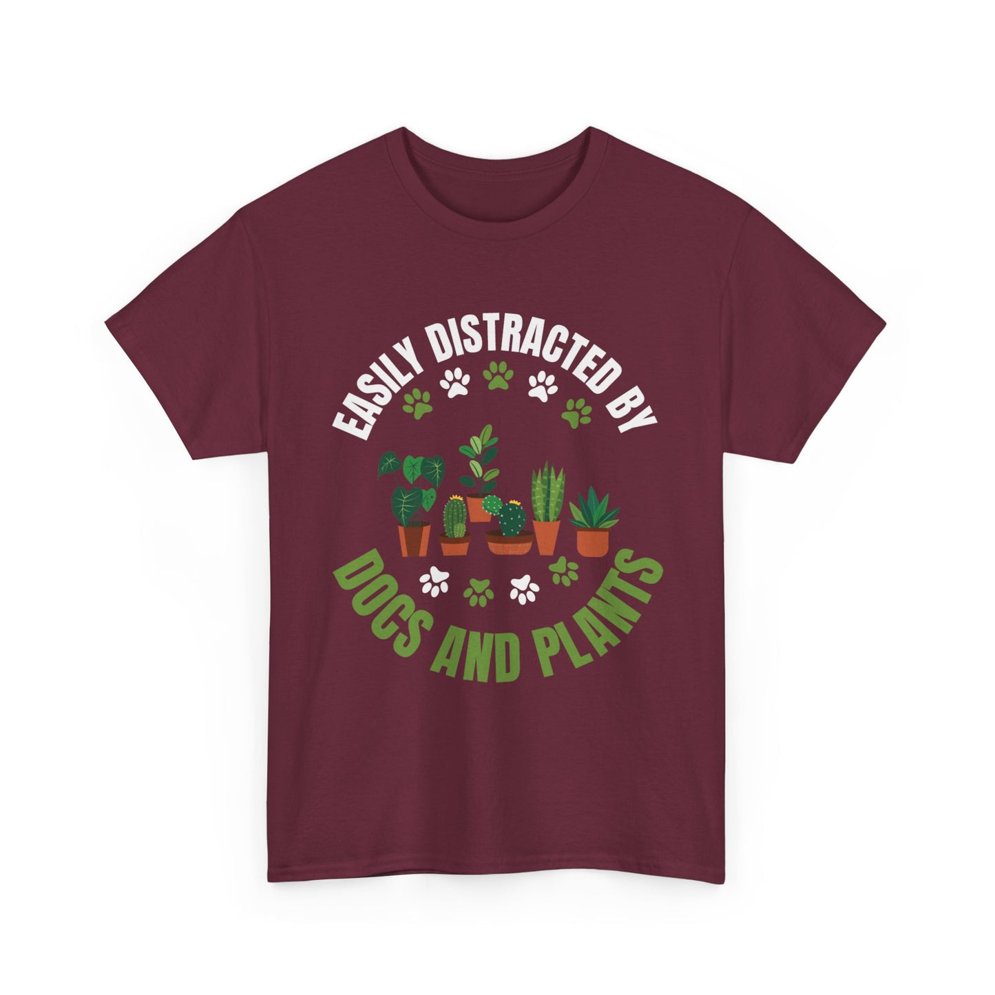 T‑Shirt — "Easily Distracted by Dogs and Plants" Graphic Tee for Dog Lovers & Plant Parents