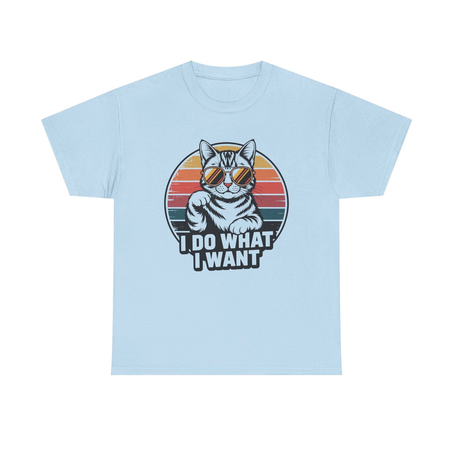 I Do What I Want Cat T-Shirt — Retro Sunglasses Vintage Stripe Graphic Tee