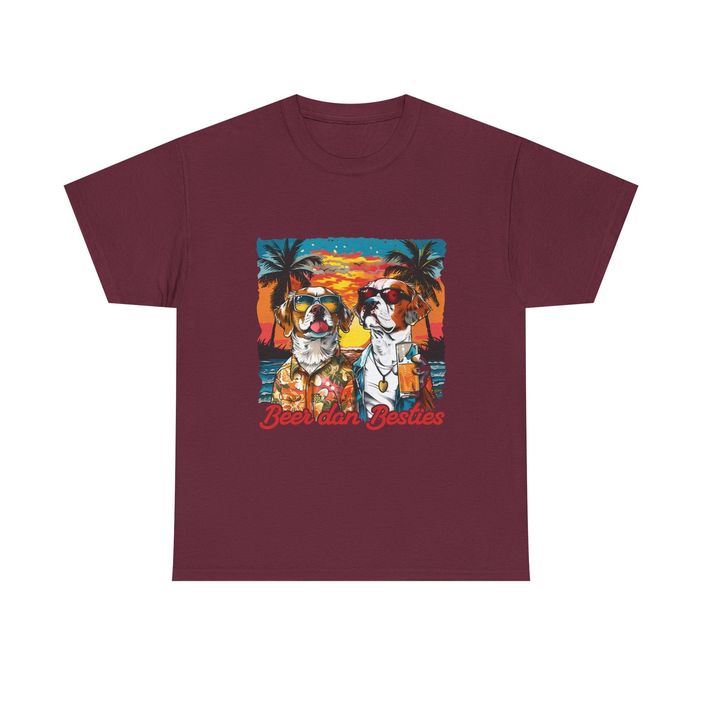 T-Shirt — 'Beer dan Besties' Retro Sunset Dogs Tee