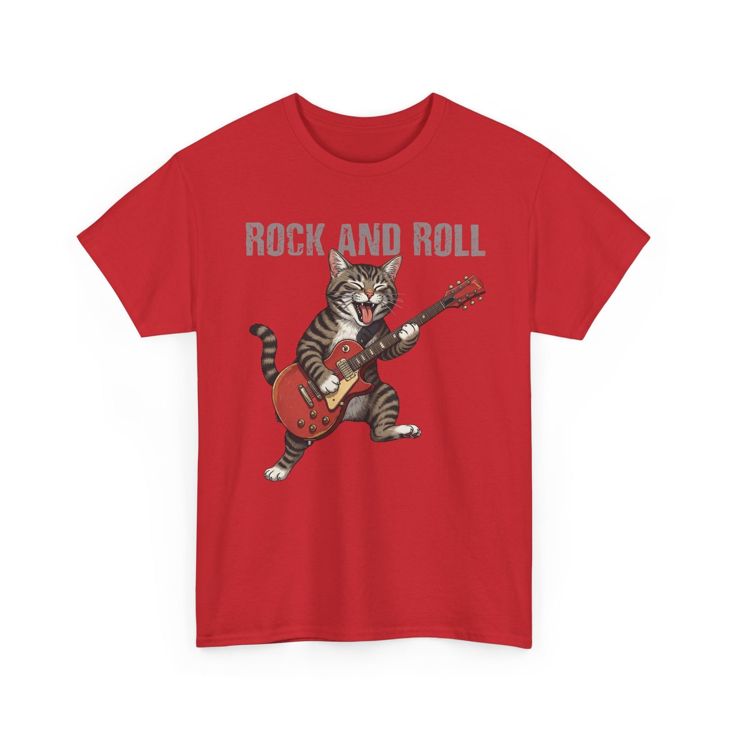 Rock and Roll Cat T-Shirt — Vintage Guitar Kitty Graphic Tee