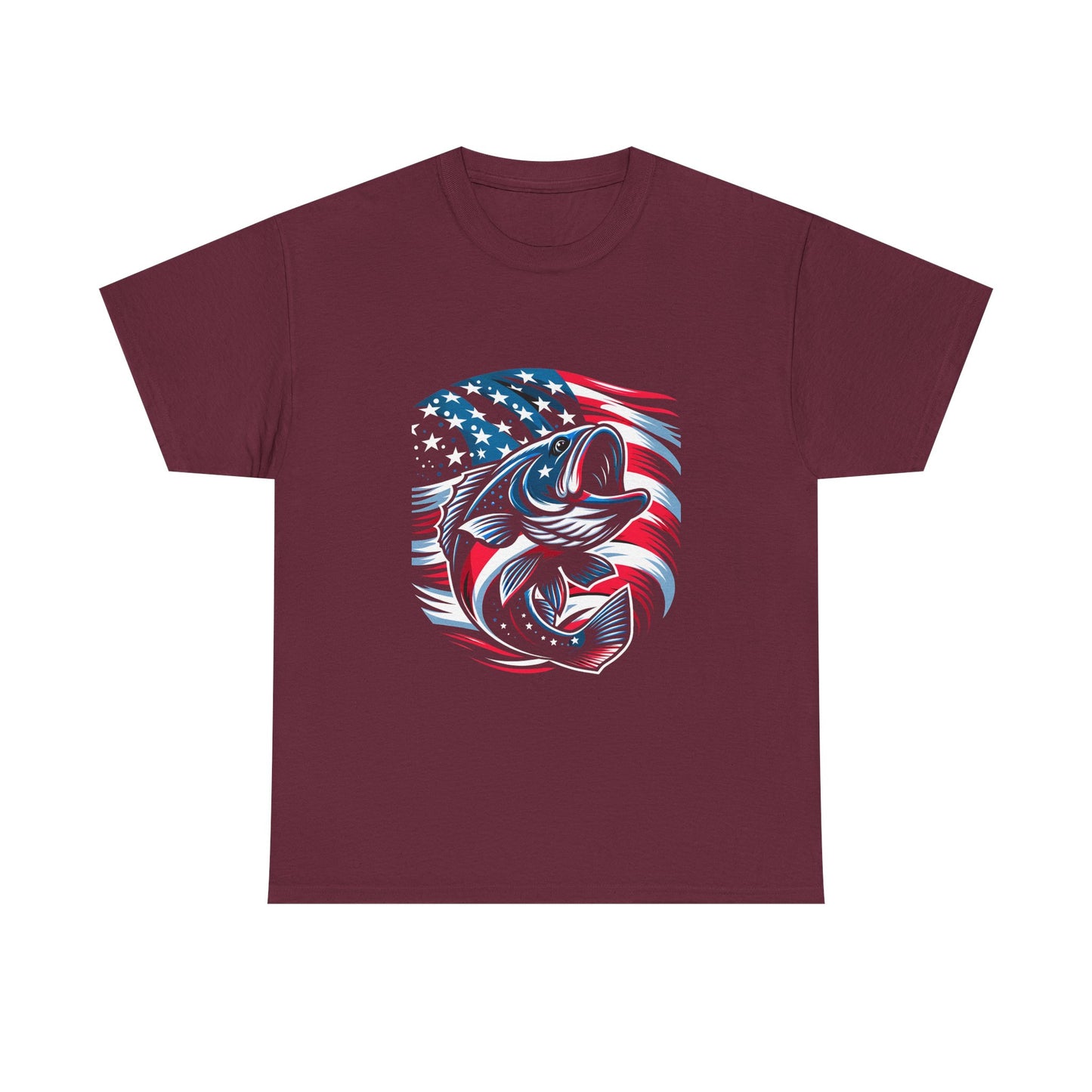 Fishing Bass T-Shirt with American Flag — Patriotic Angler Tee