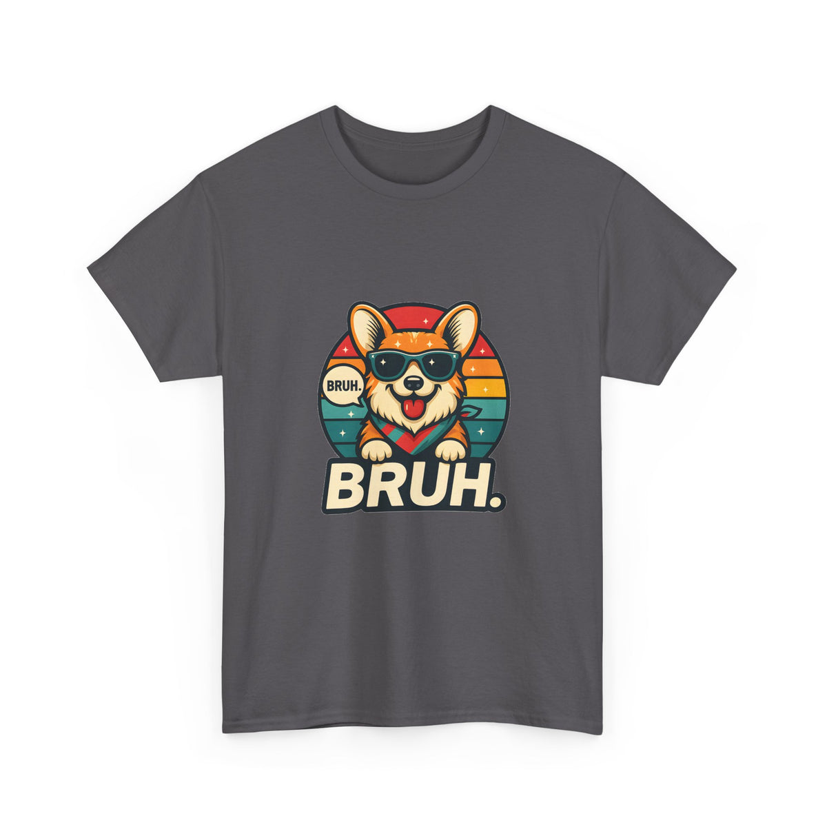 Corgi 'BRUH' Graphic Tee - Retro Sunglasses Dog T-Shirt