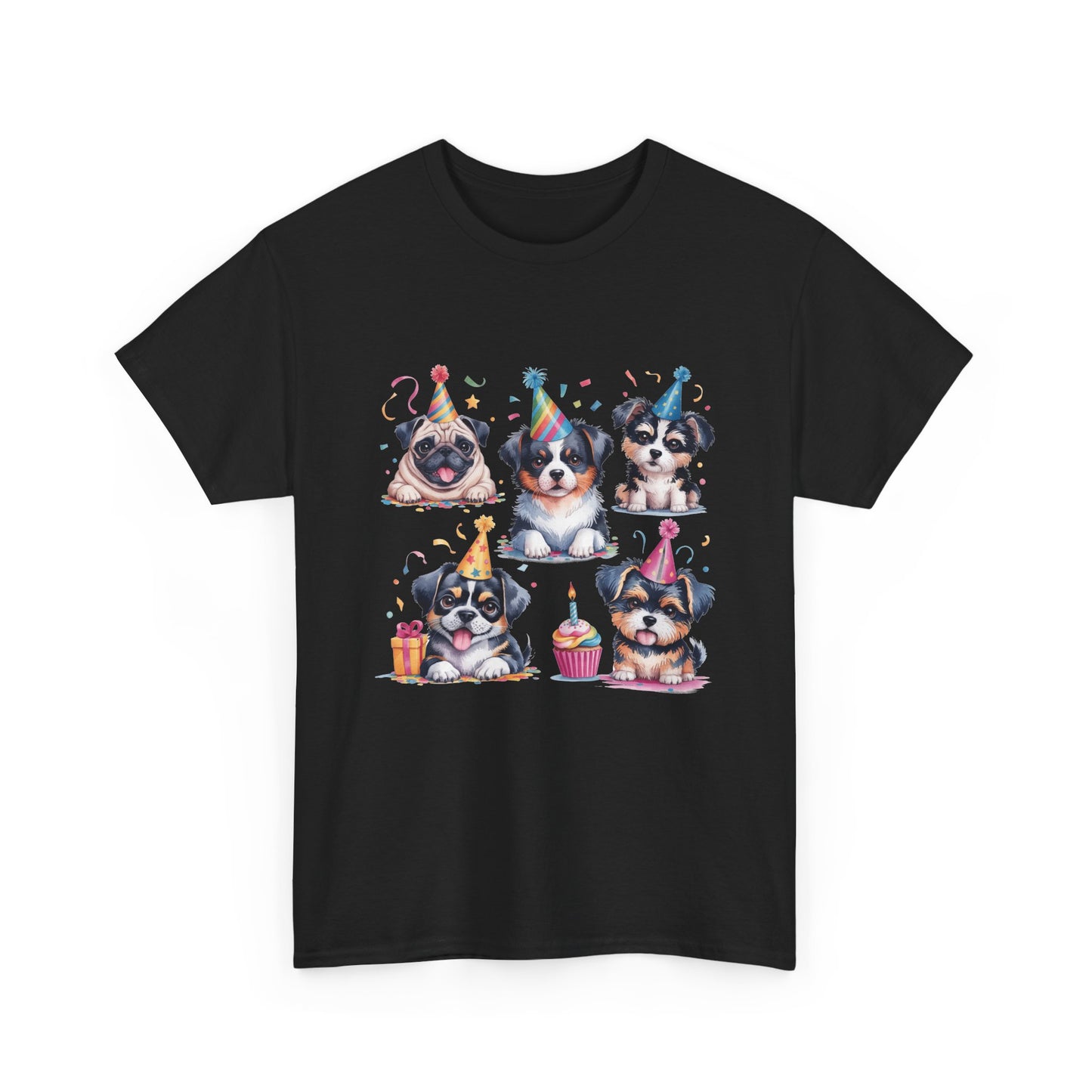 Birthday Puppies T‑Shirt — Cute Party Dogs with Cupcakes