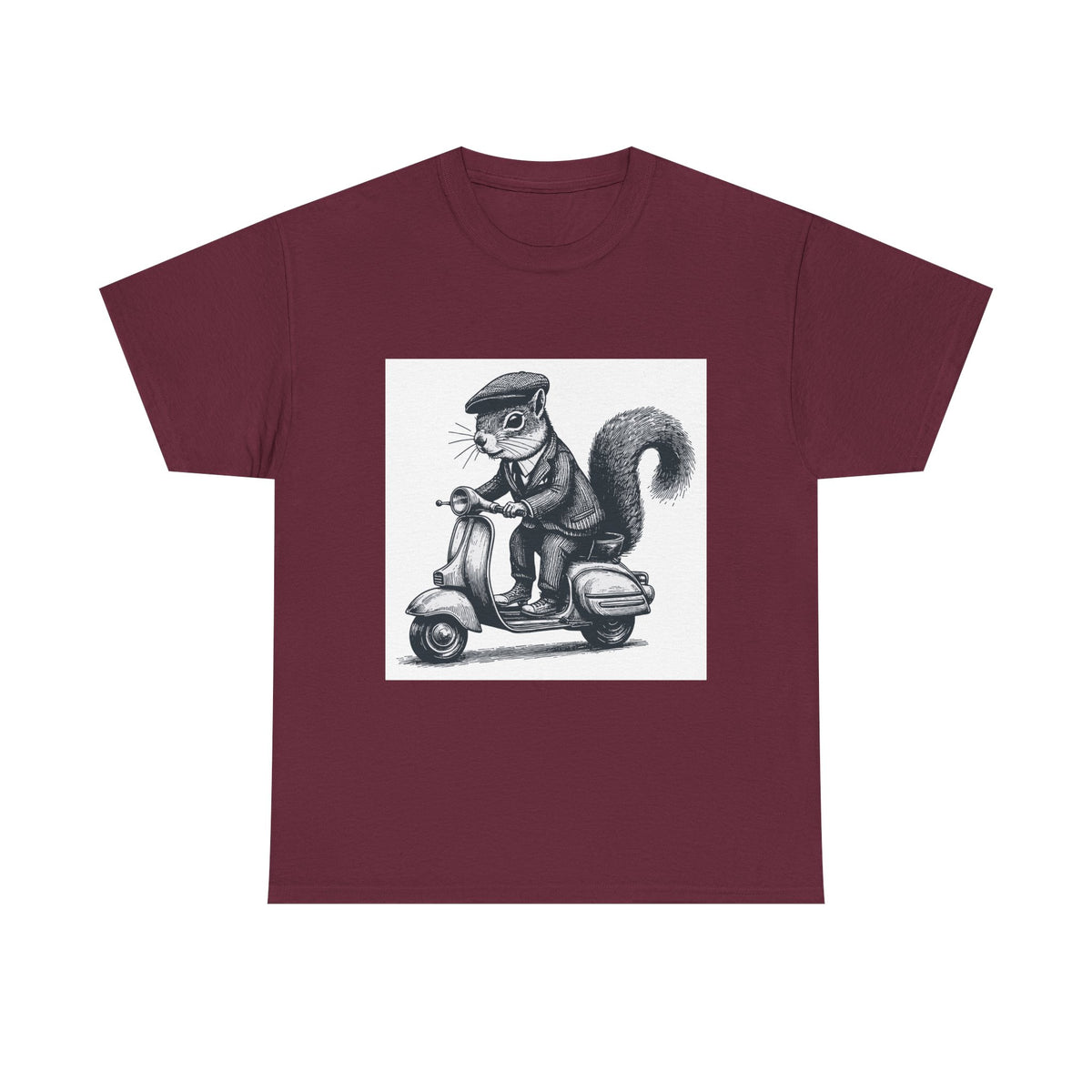 Squirrel on Scooter T-Shirt — Retro Riding Animal Tee