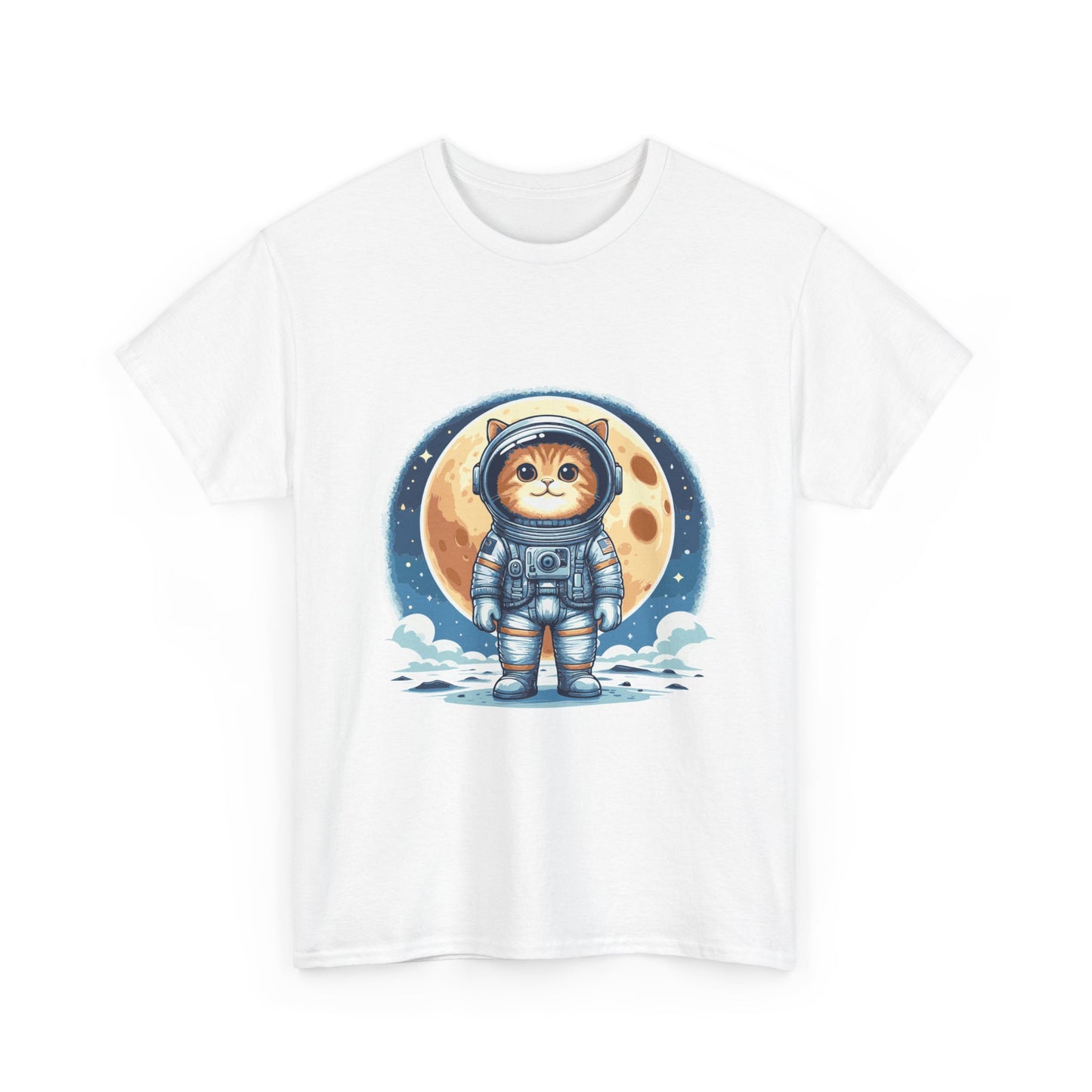 Astronaut Cat T-Shirt – Cute Space Kitty Tee with Moon