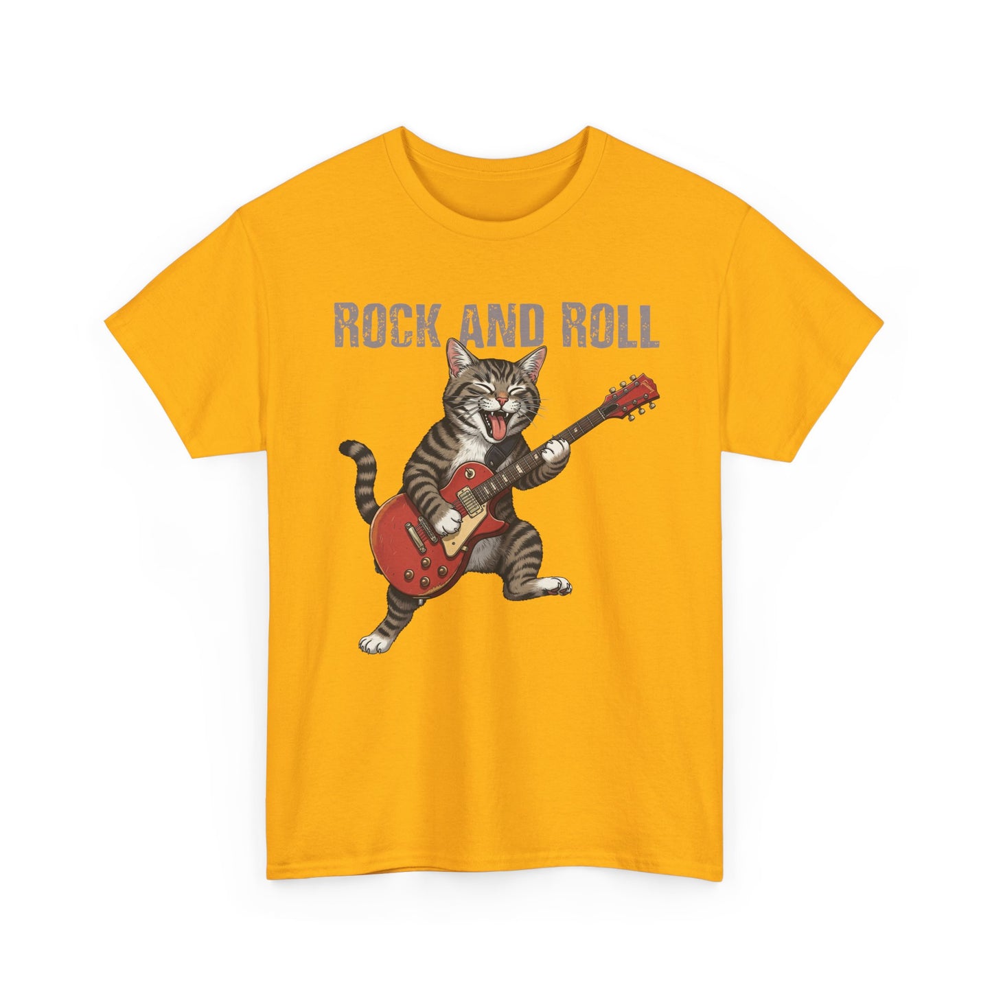 Rock and Roll Cat T-Shirt — Vintage Guitar Kitty Graphic Tee