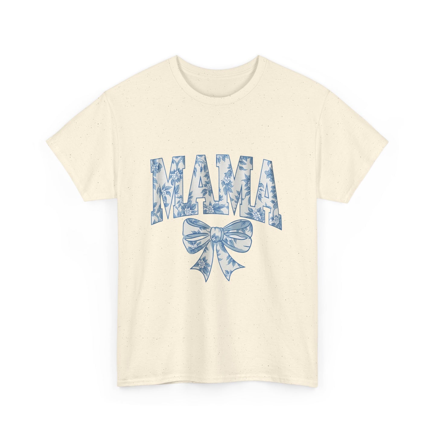 Mama Floral Bow Tee — Blue Watercolor Mom Shirt for Mother's Day