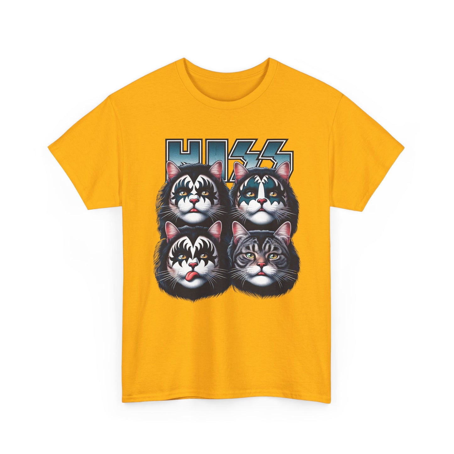 KISS-Style Rock Cat Band T-Shirt
