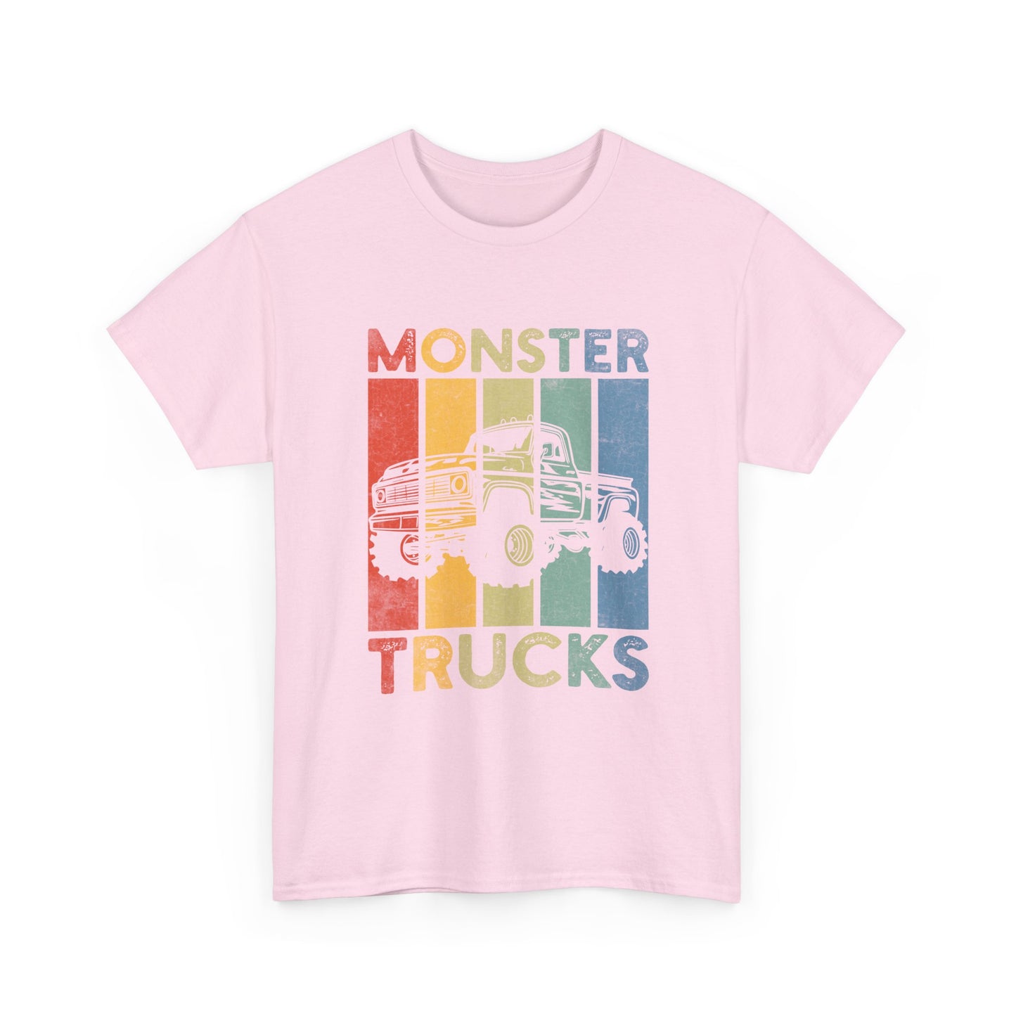Monster Trucks Retro Tee – Vintage Striped Kids & Adult Off-Road Truck Shirt