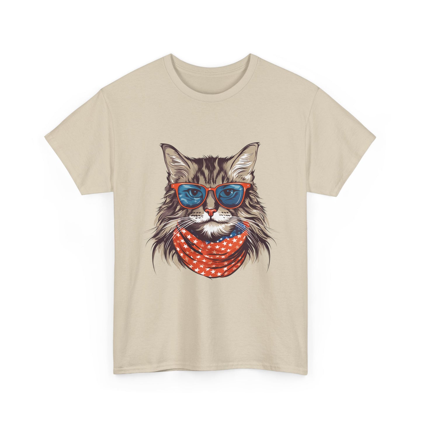 Cat with Sunglasses & Bandana T-Shirt — Cool Retro Cat Graphic Tee
