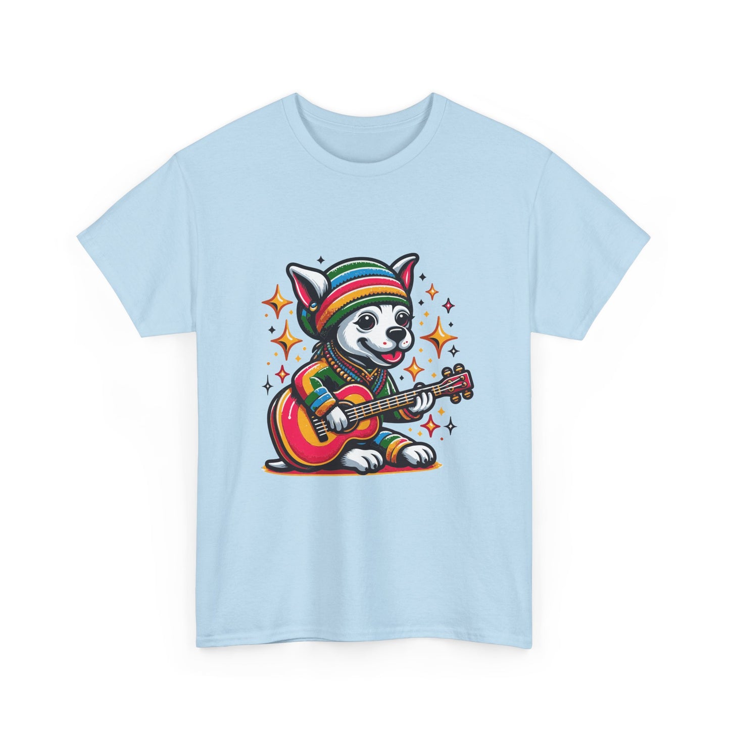 Pup Reggae Guitar Tee — Cute Dog Playing Guitar Graphic T-Shirt