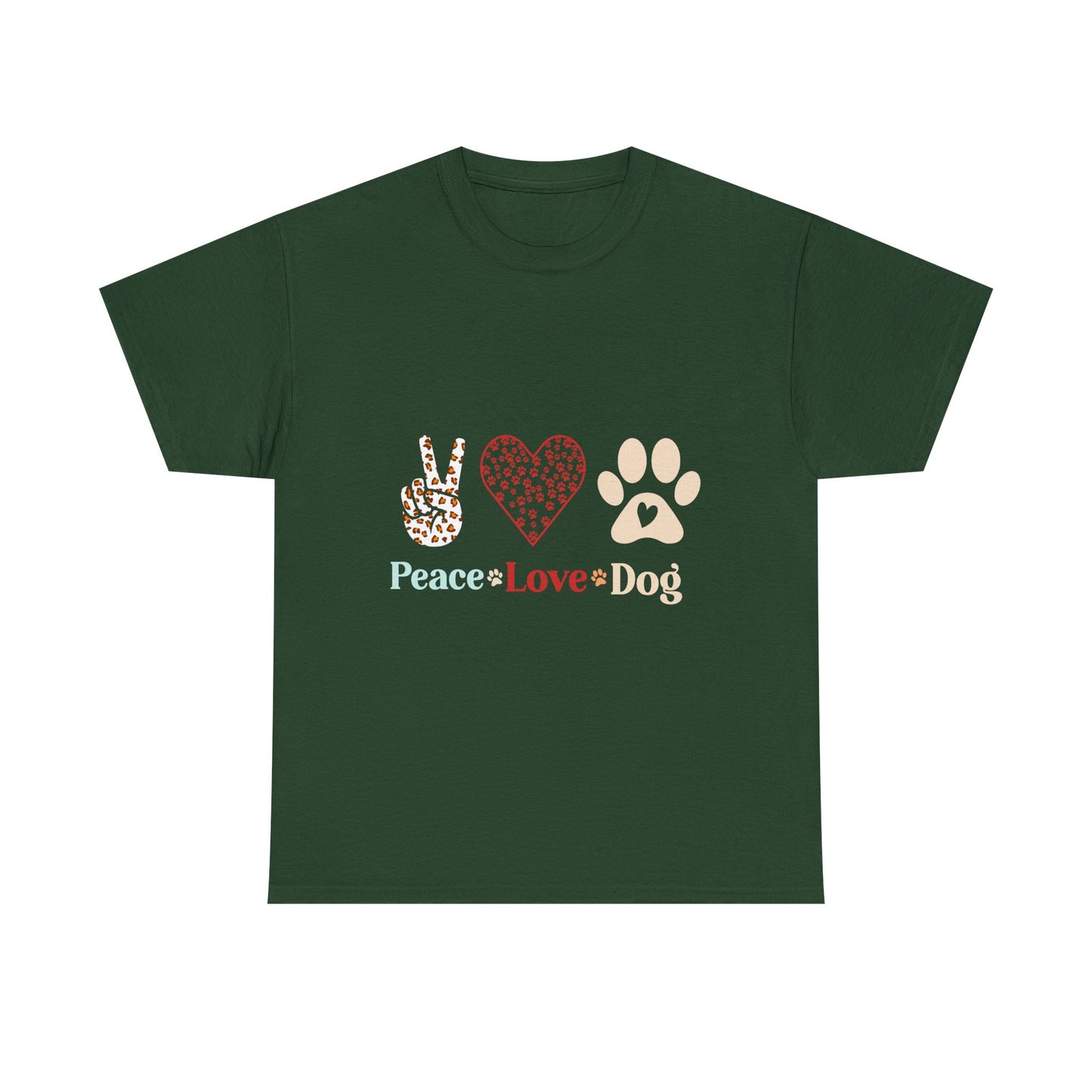 Peace Love Dog T-Shirt - Paw Print & Peace Sign Graphic Tee for Dog Lovers